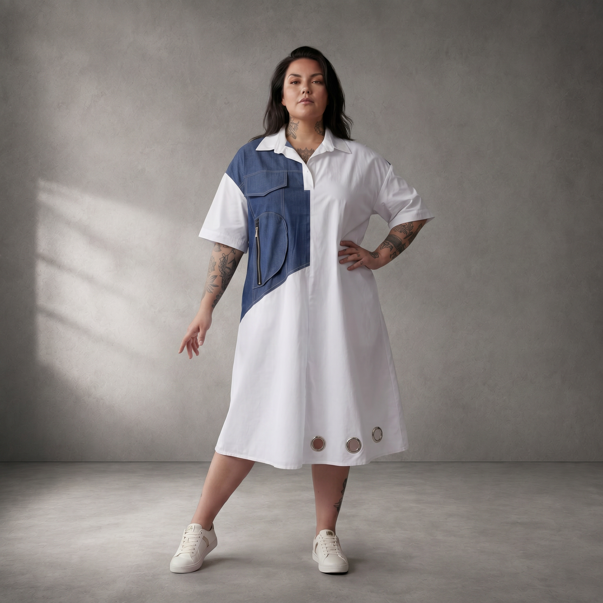 Funky Diva · Tunika · 10020 · Colorblock · Blau/Weiss