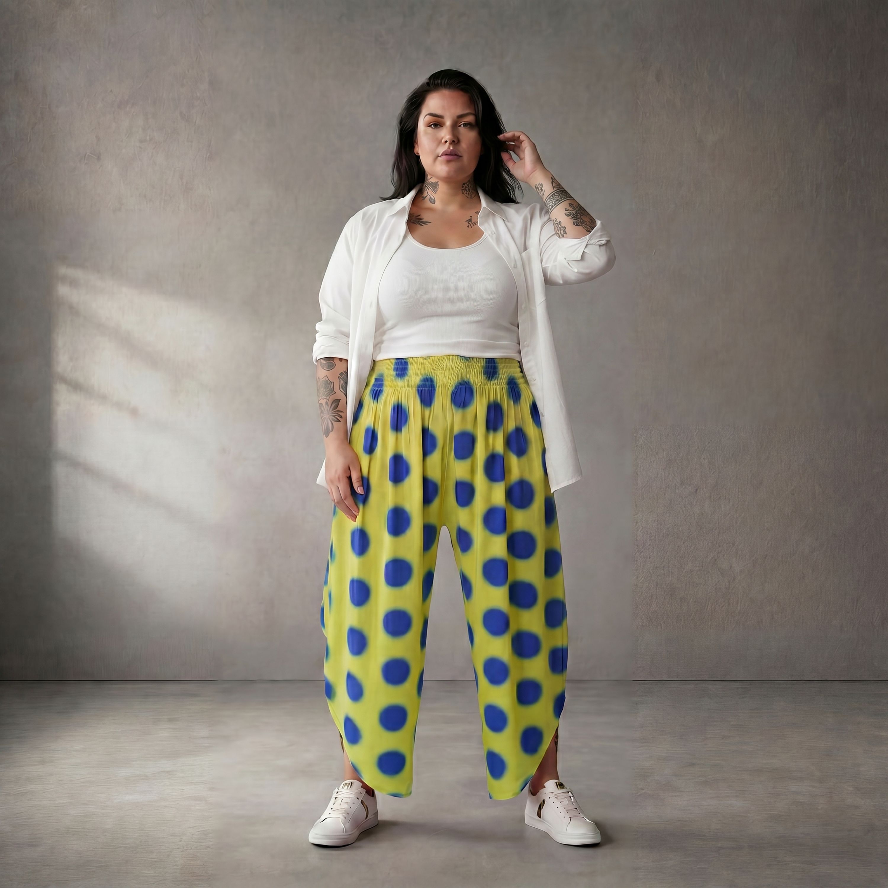 Funky Diva Hose 26002, Gelb-Royalblau