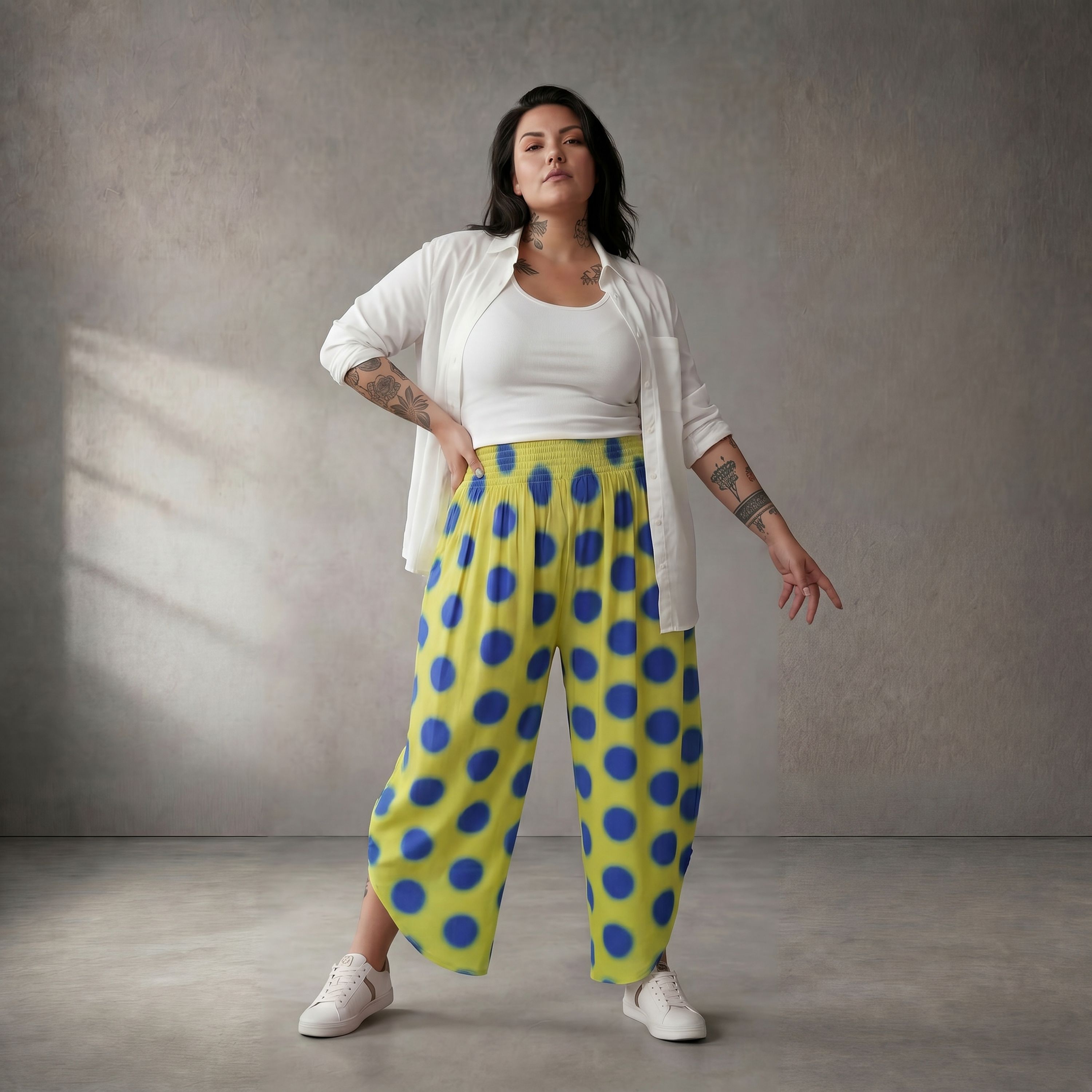 Funky Diva Hose 26002, Gelb-Royalblau