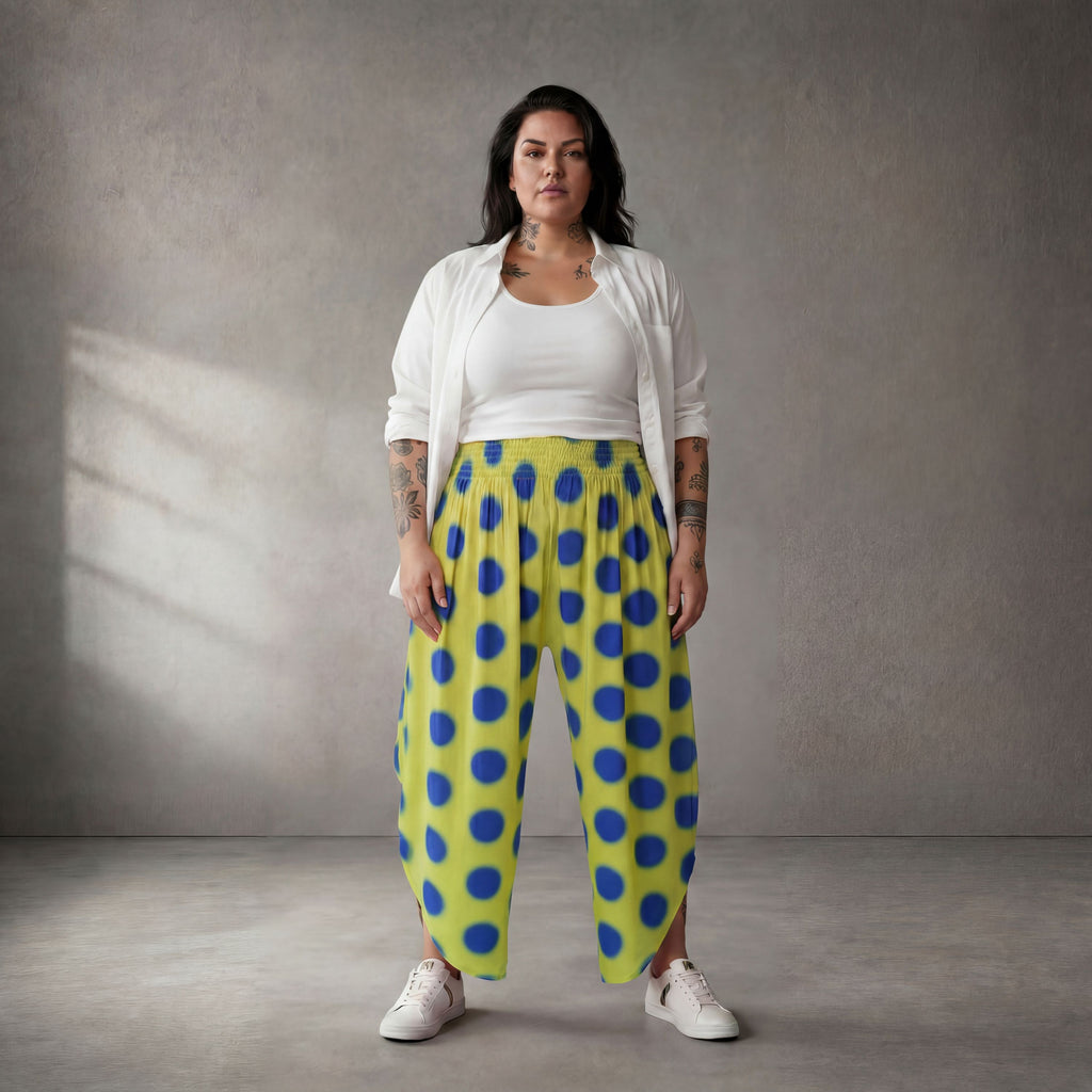 Funky Diva Hose 26002, Gelb-Royalblau