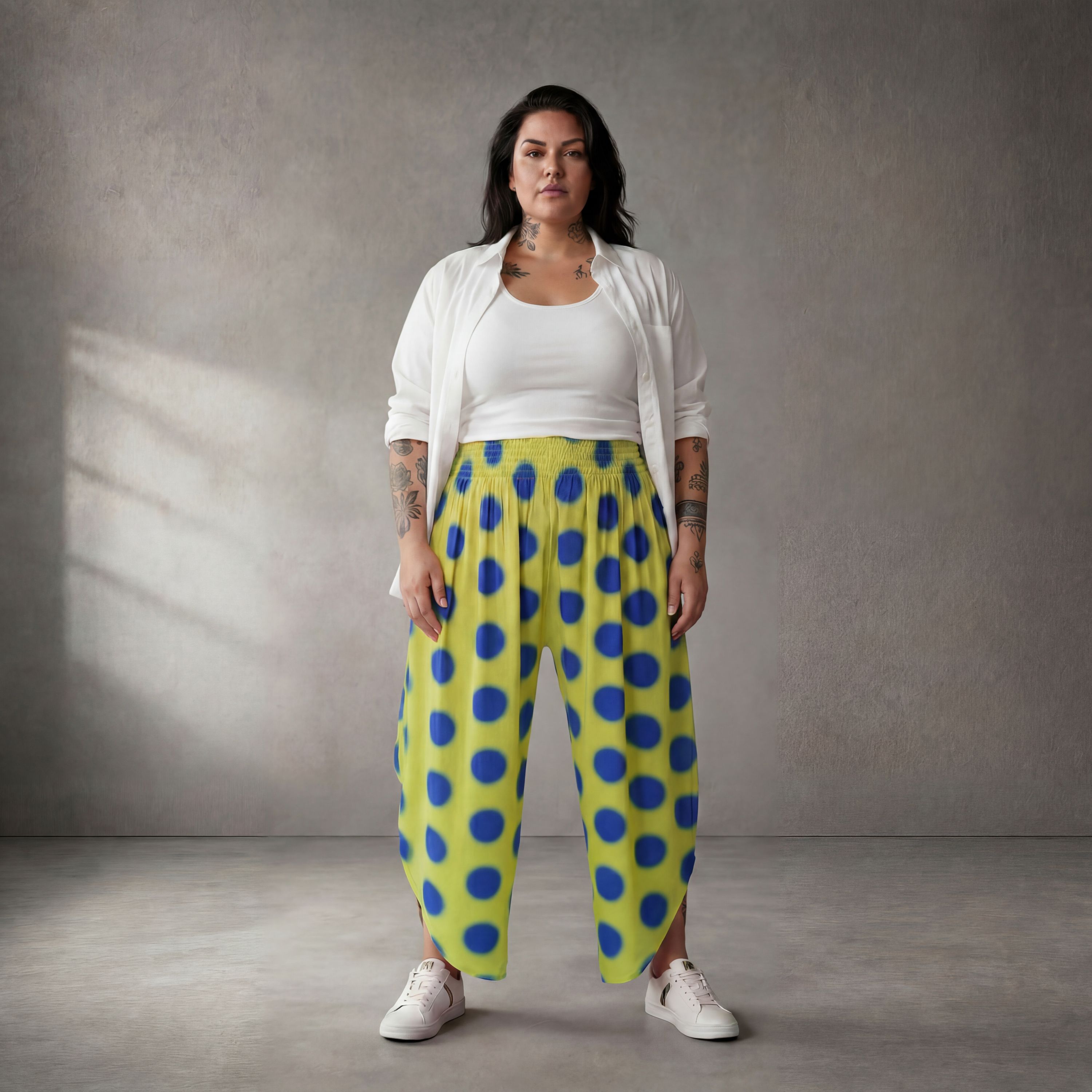 Funky Diva Hose 26002, Gelb-Royalblau