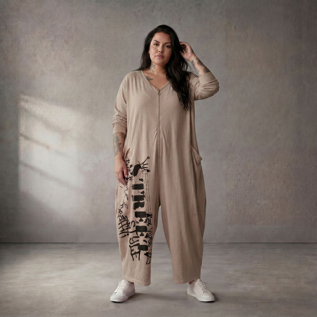 Funky Diva · Jumpsuit · ART.251719 · Abstrakt · Beige