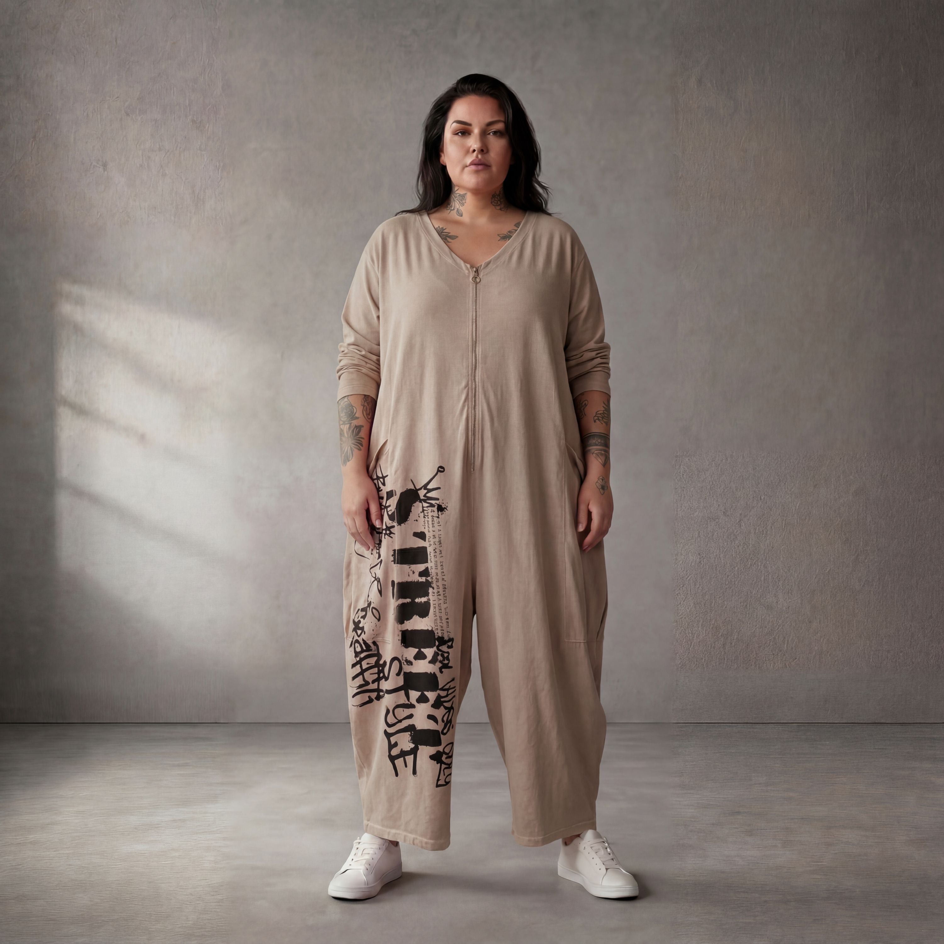 Funky Diva · Jumpsuit · ART.251719 · Abstrakt · Beige