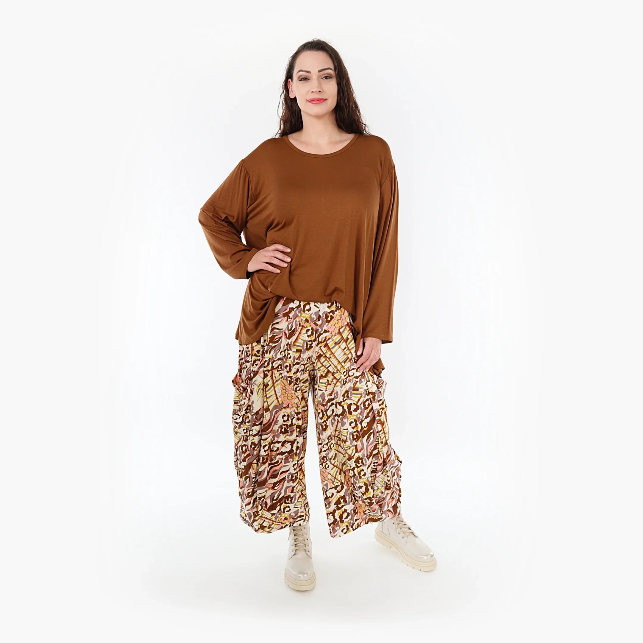 AKH Fashion Hose 8069 Sakia, Cognac/Rose/Weiß