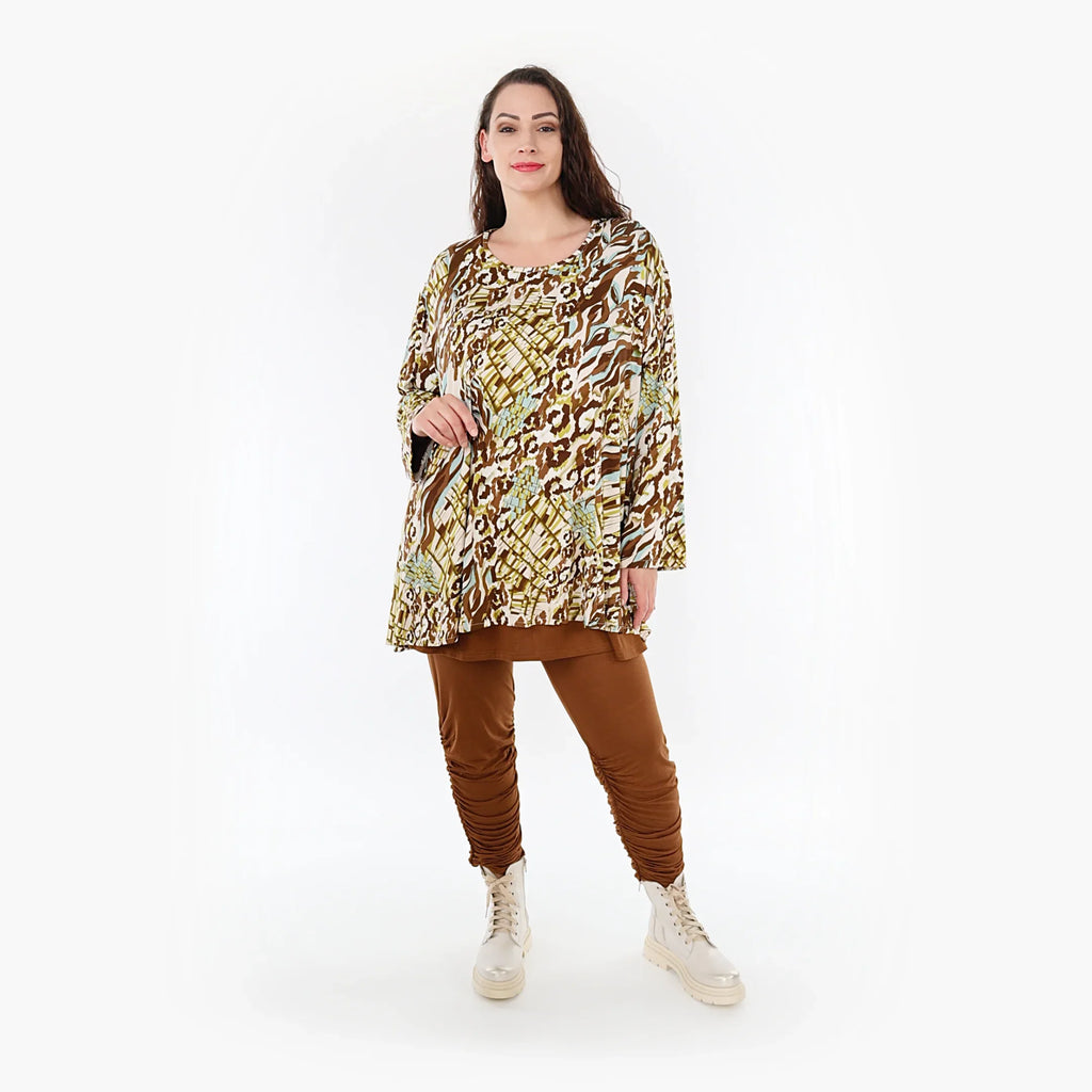 AKH Fashion Shirt 593 Sakia, Olive/Cognac/Weiß