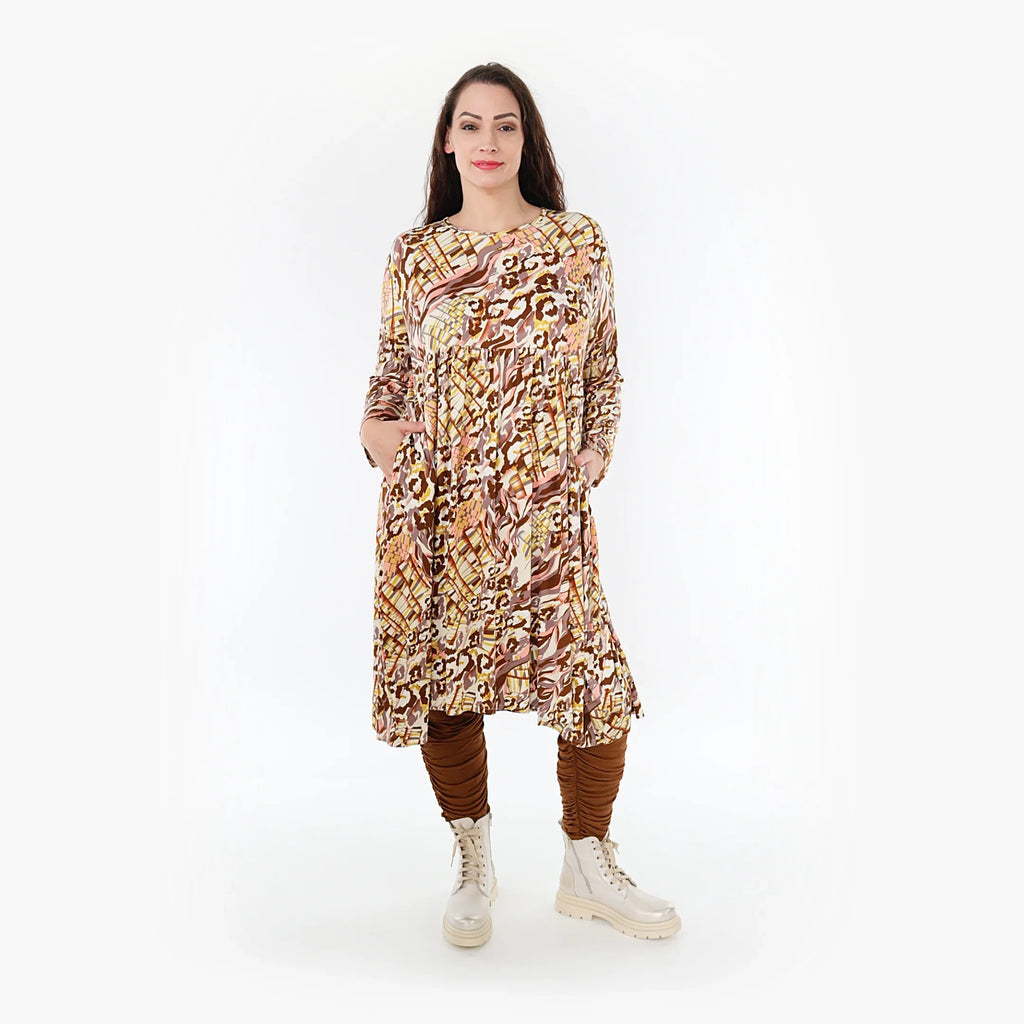 AKH Fashion Kleid 6698 Sakia, Cognac/Rose/Weiß