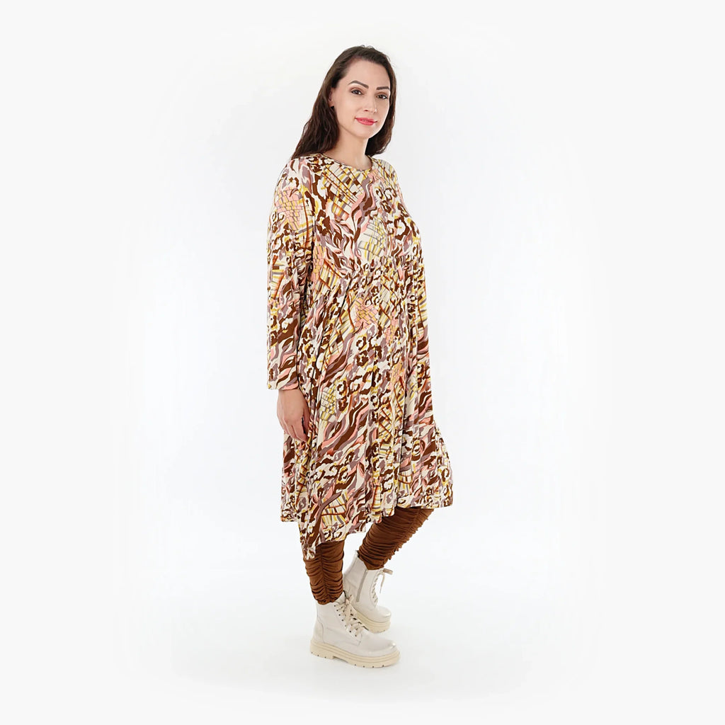 AKH Fashion Kleid 6698 Sakia, Cognac/Rose/Weiß