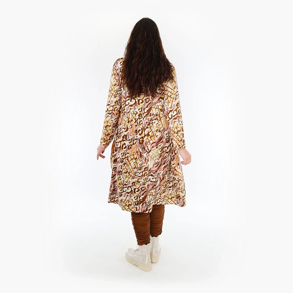 AKH Fashion Kleid 6698 Sakia, Cognac/Rose/Weiß