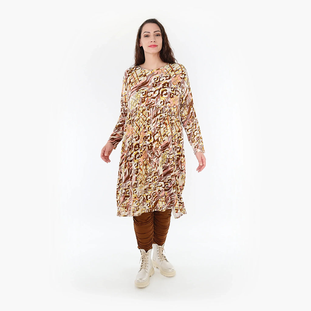 AKH Fashion Kleid 6698 Sakia, Cognac/Rose/Weiß