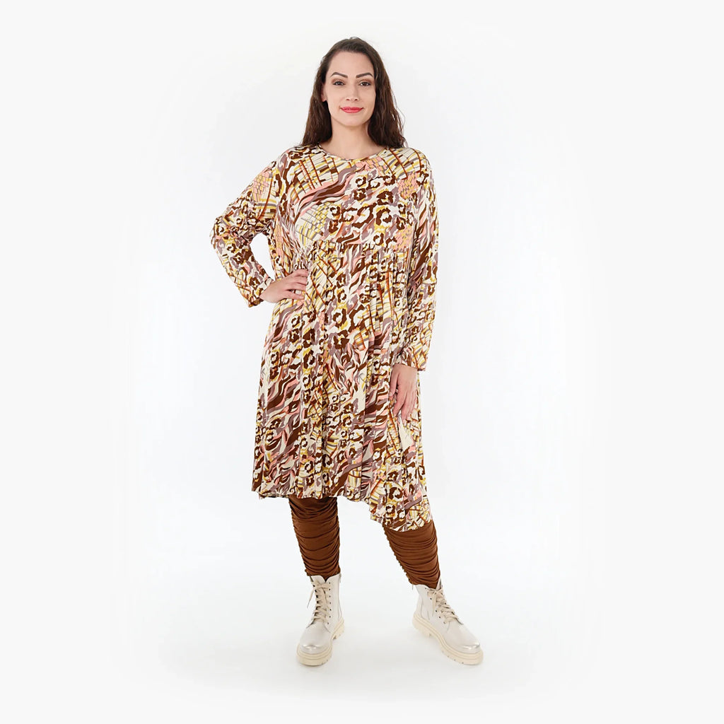 AKH Fashion Kleid 6698 Sakia, Cognac/Rose/Weiß