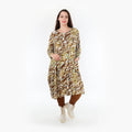 AKH Fashion Kleid 6698 Sakia, Olive/Cognac/Weiß
