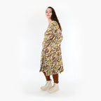 AKH Fashion Kleid 6698 Sakia, Olive/Cognac/Weiß