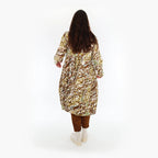 AKH Fashion Kleid 6698 Sakia, Olive/Cognac/Weiß