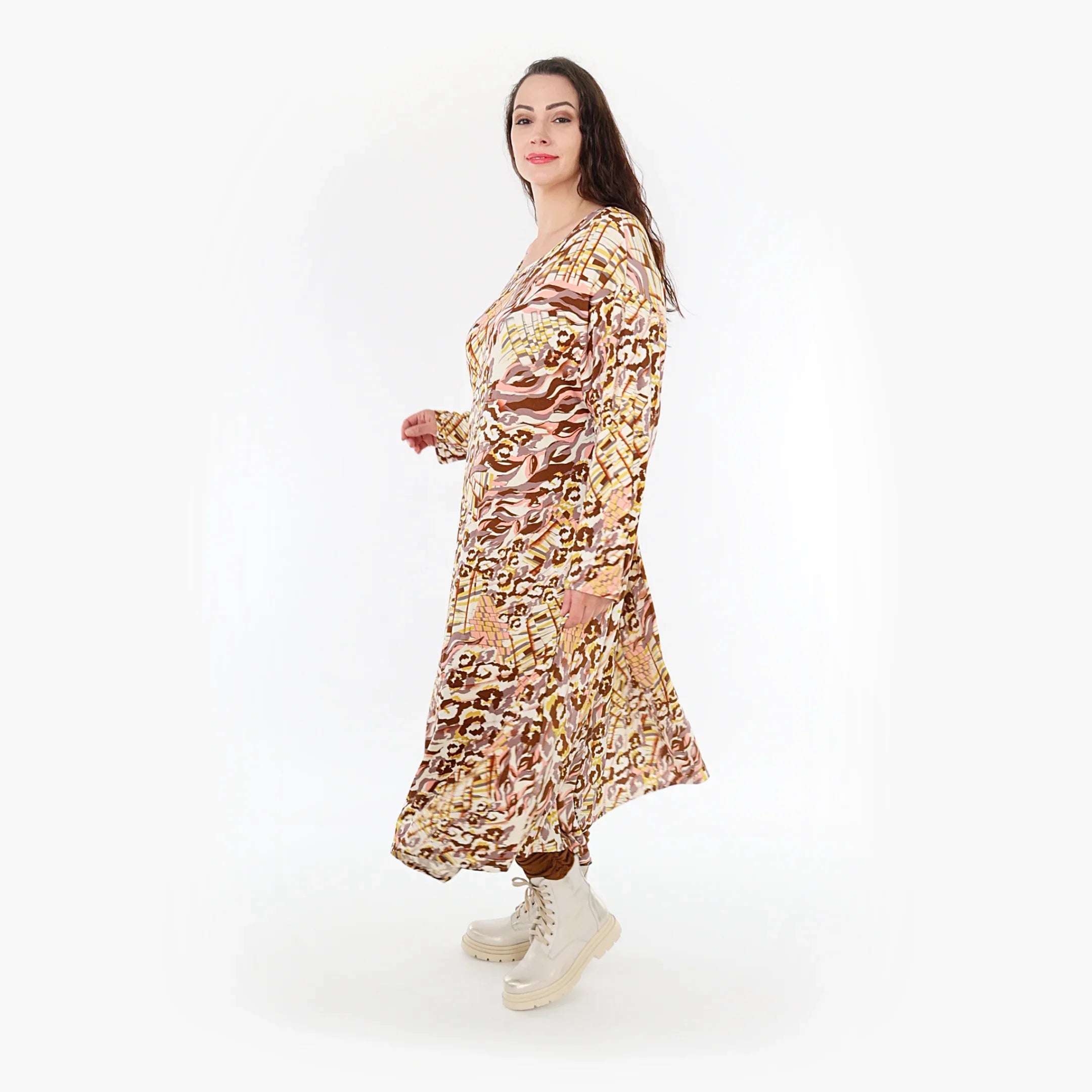 AKH Fashion Kleid 1927 Sakia, Cognac/Rose/Weiß