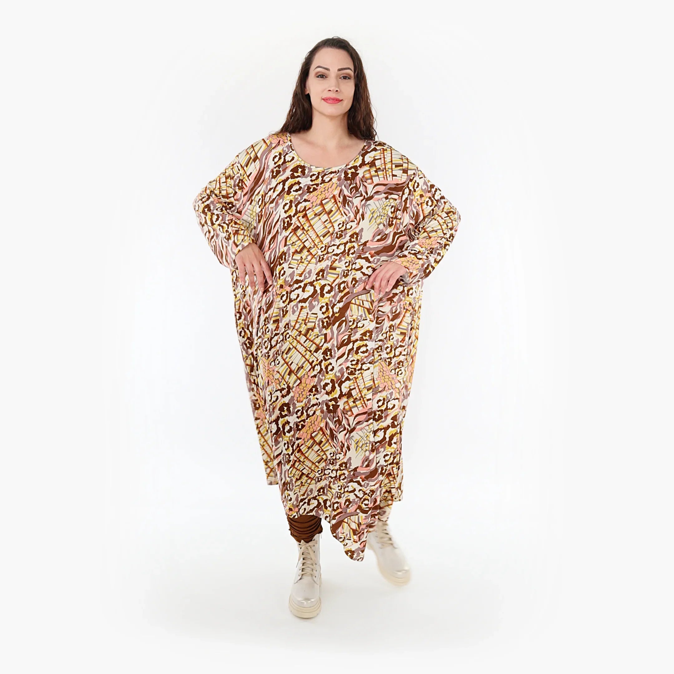 AKH Fashion Kleid 1927 Sakia, Cognac/Rose/Weiß