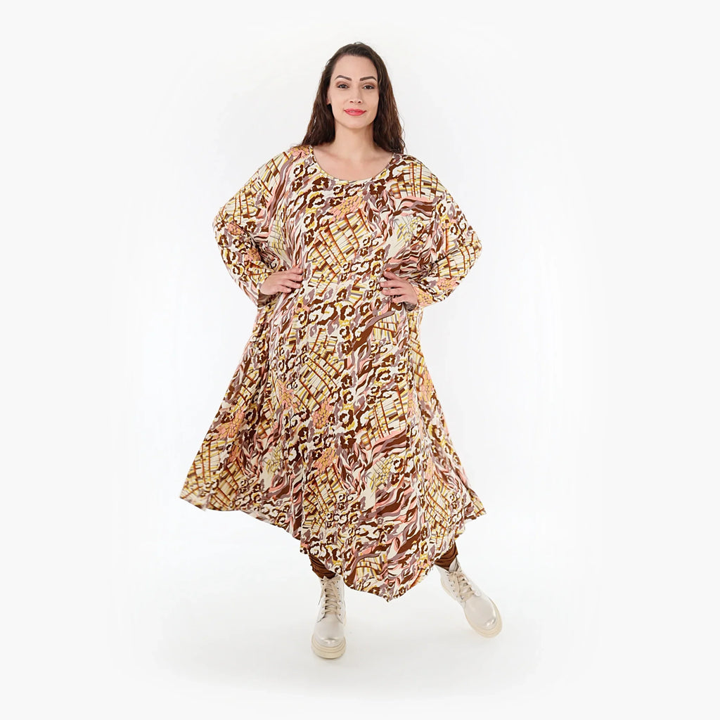 AKH Fashion Kleid 1927 Sakia, Cognac/Rose/Weiß