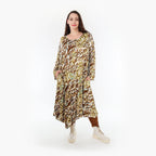 AKH Fashion Kleid 1927 Sakia, Olive/Cognac/Weiß
