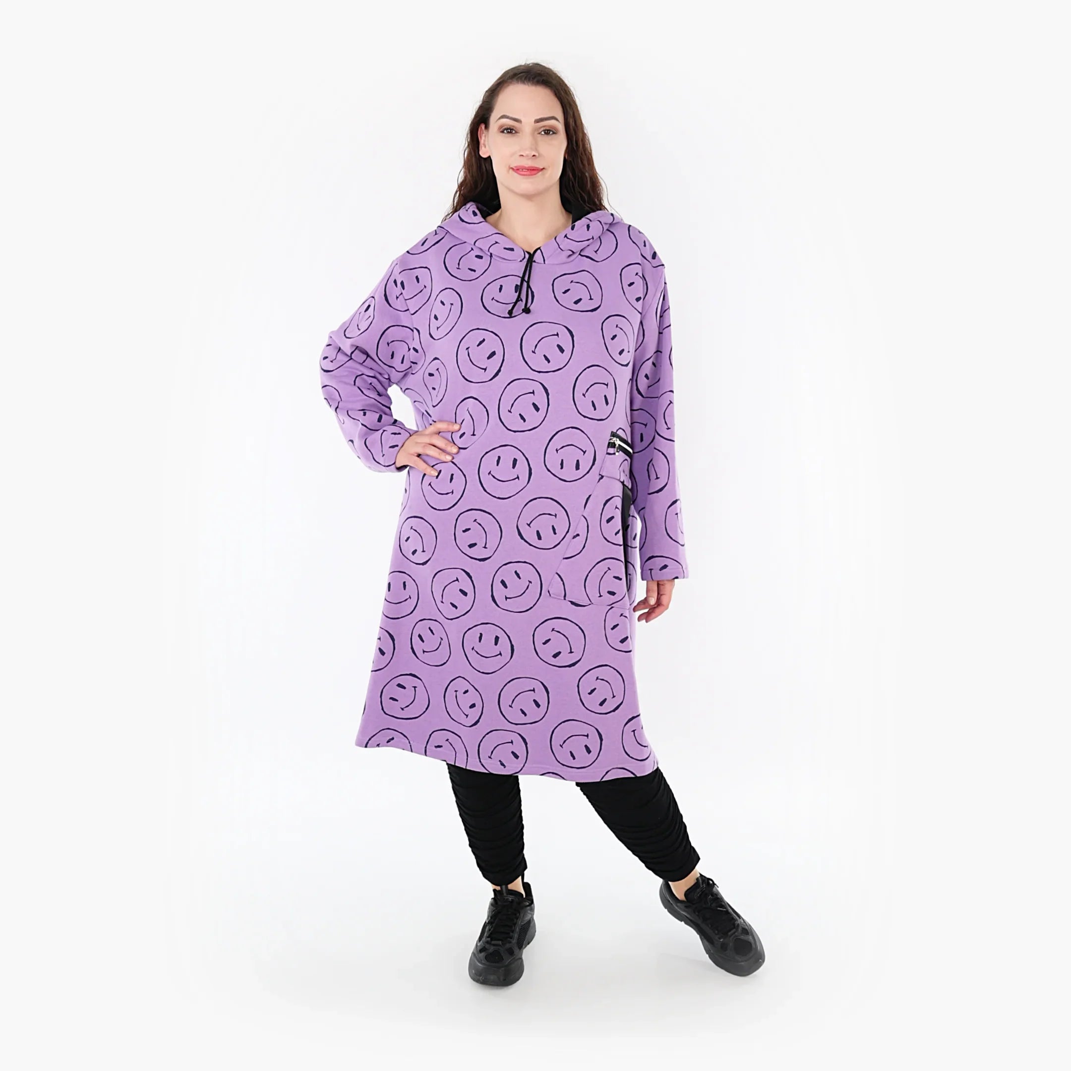 AKH 6989 Big Shirt, Flieder-Schwarz