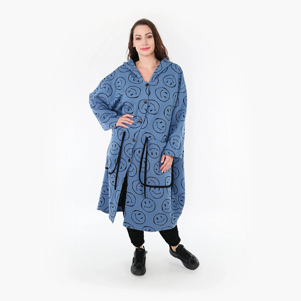 AKH Fashion Mantel 6986 Smily, Jeansblau/Schwarz