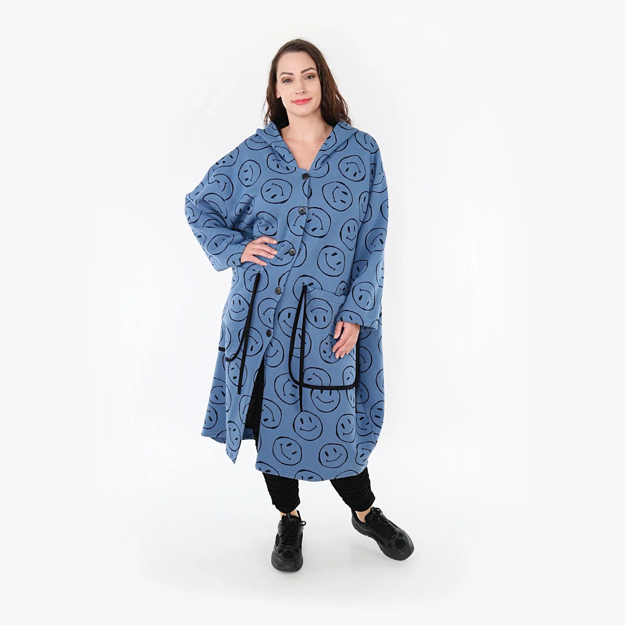 AKH Fashion Mantel 6986 Smily, Jeansblau/Schwarz