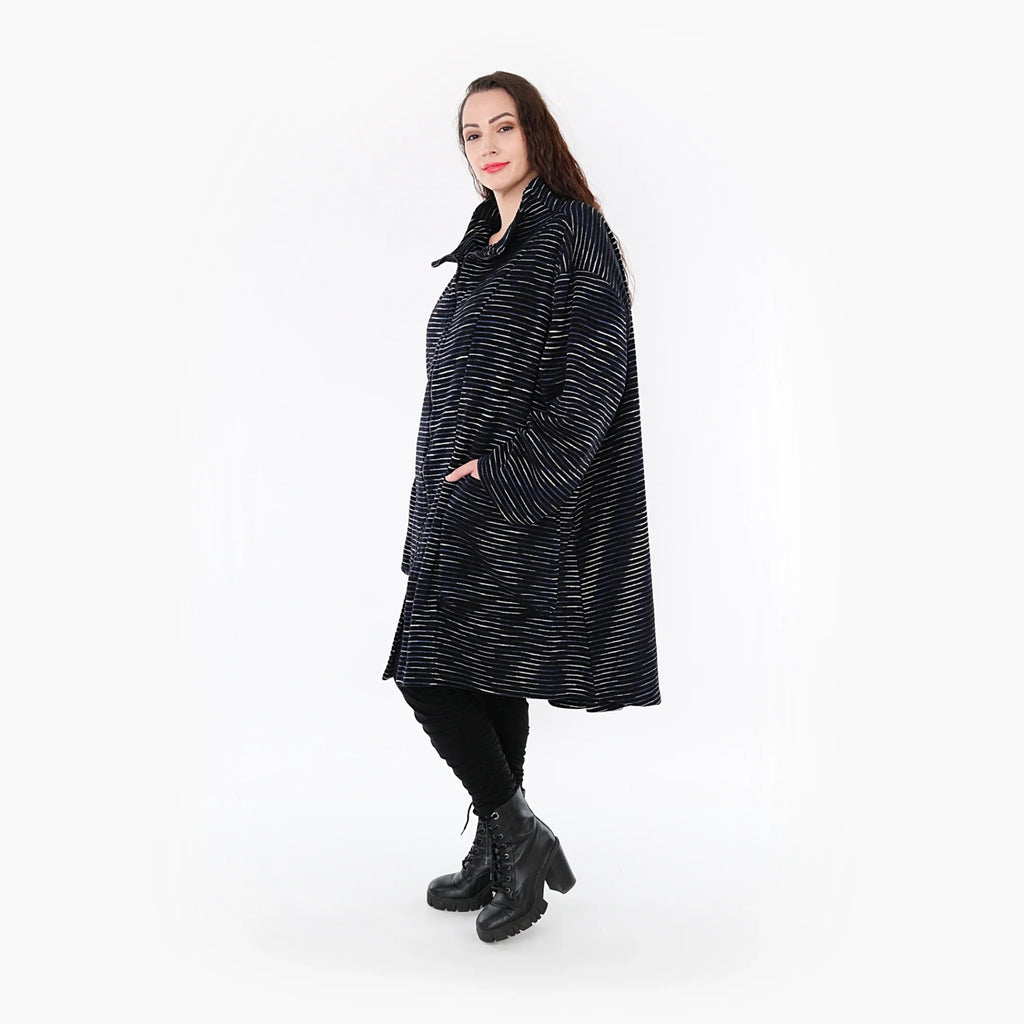 AKH Fashion Mantel 2276 Estelle, Schwarz/Blau/Weiß