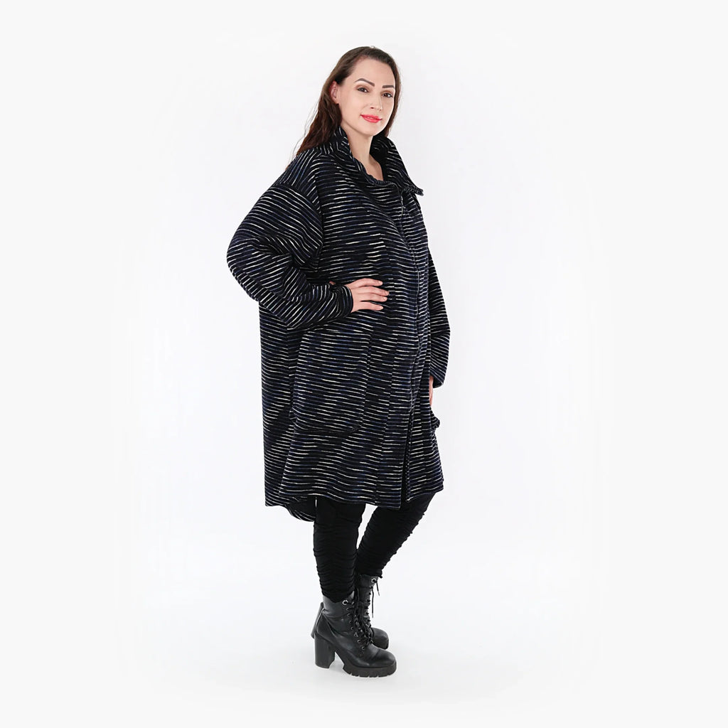 AKH Fashion Mantel 2276 Estelle, Schwarz/Blau/Weiß