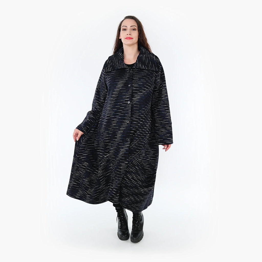 AKH Fashion Mantel 3023 Estelle, Schwarz/Blau/Weiß