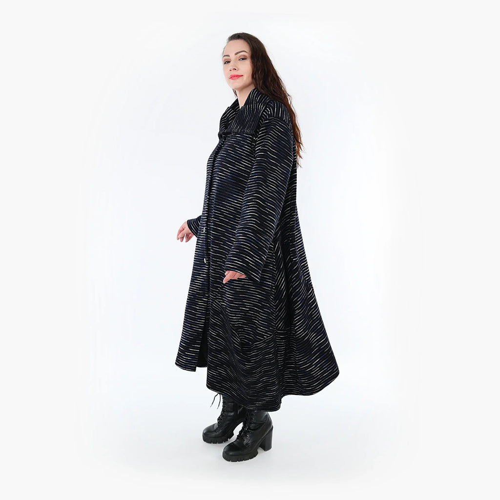 AKH Fashion Mantel 3023 Estelle, Schwarz/Blau/Weiß