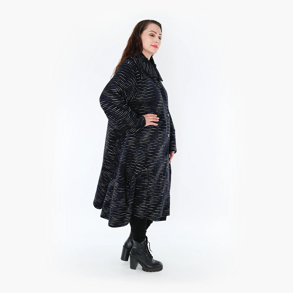 AKH Fashion Mantel 3023 Estelle, Schwarz/Blau/Weiß