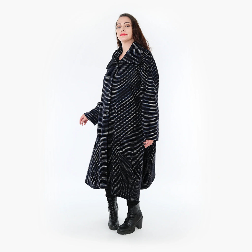 AKH Fashion Mantel 3023 Estelle, Schwarz/Blau/Weiß