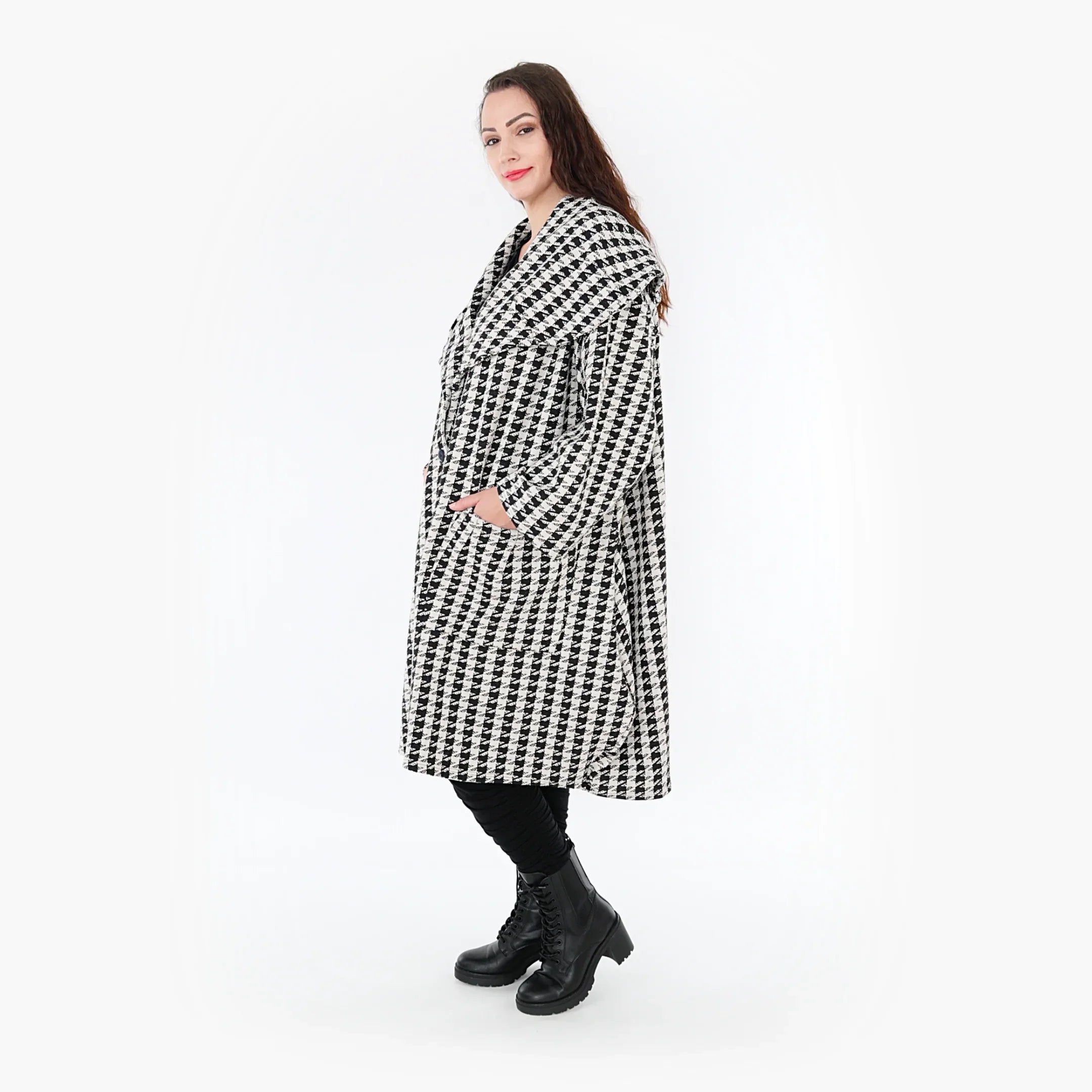 AKH Fashion Mantel 1776 Madeleine, Weiß/Schwarz