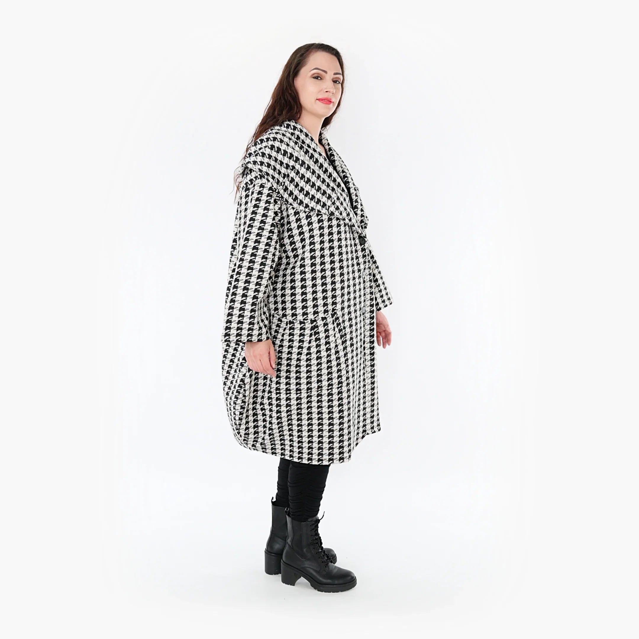 AKH Fashion Mantel 1776 Madeleine, Weiß/Schwarz