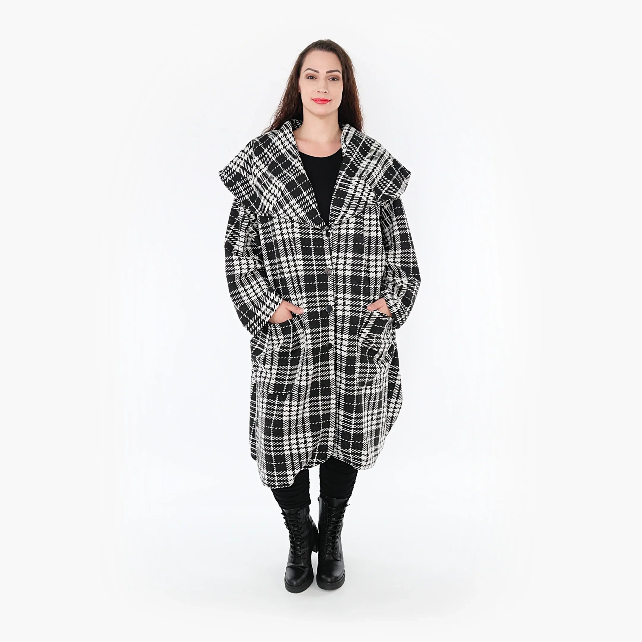 AKH Fashion Mantel 1776 Leona, Weiß/Schwarz
