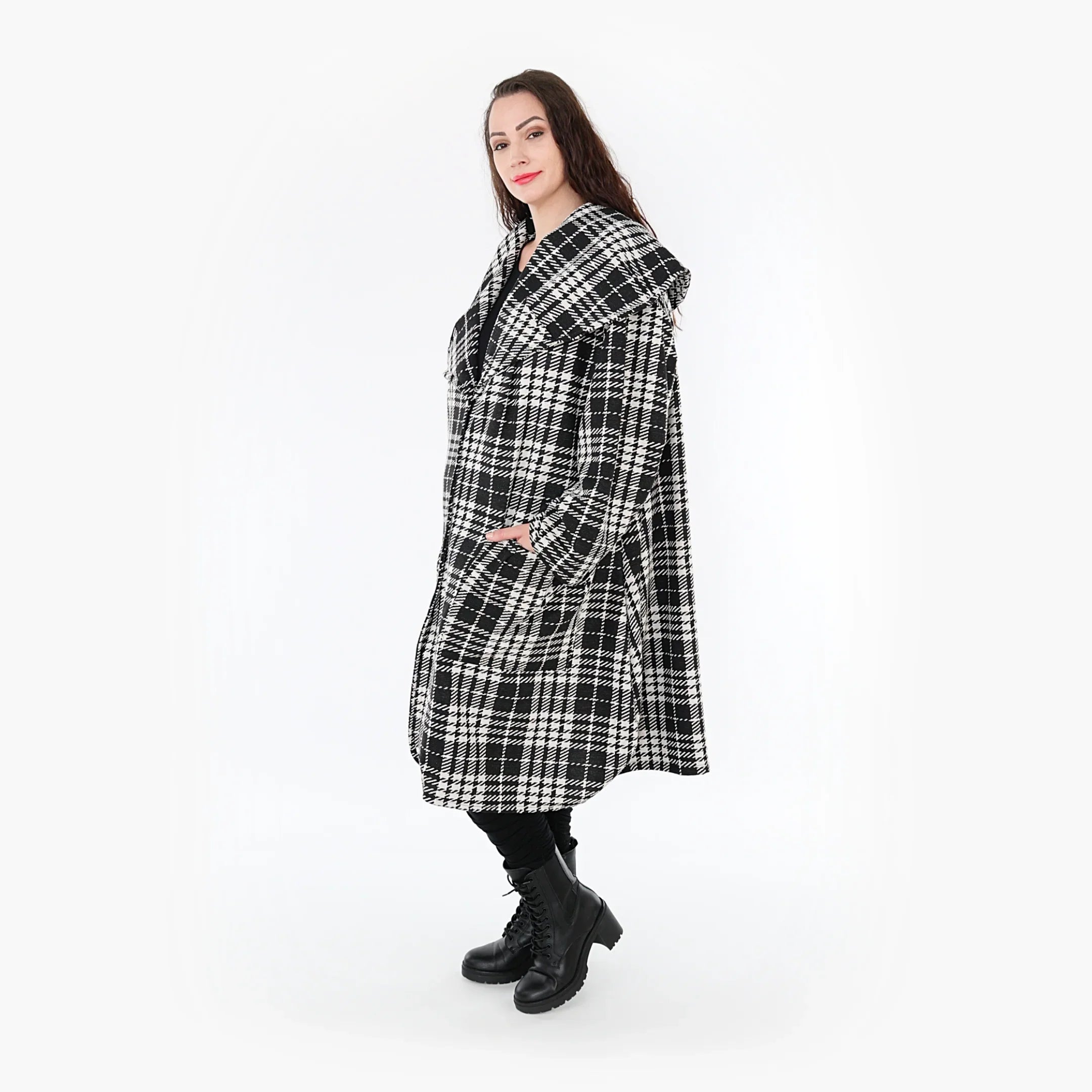 AKH Fashion Mantel 1776 Leona, Weiß/Schwarz