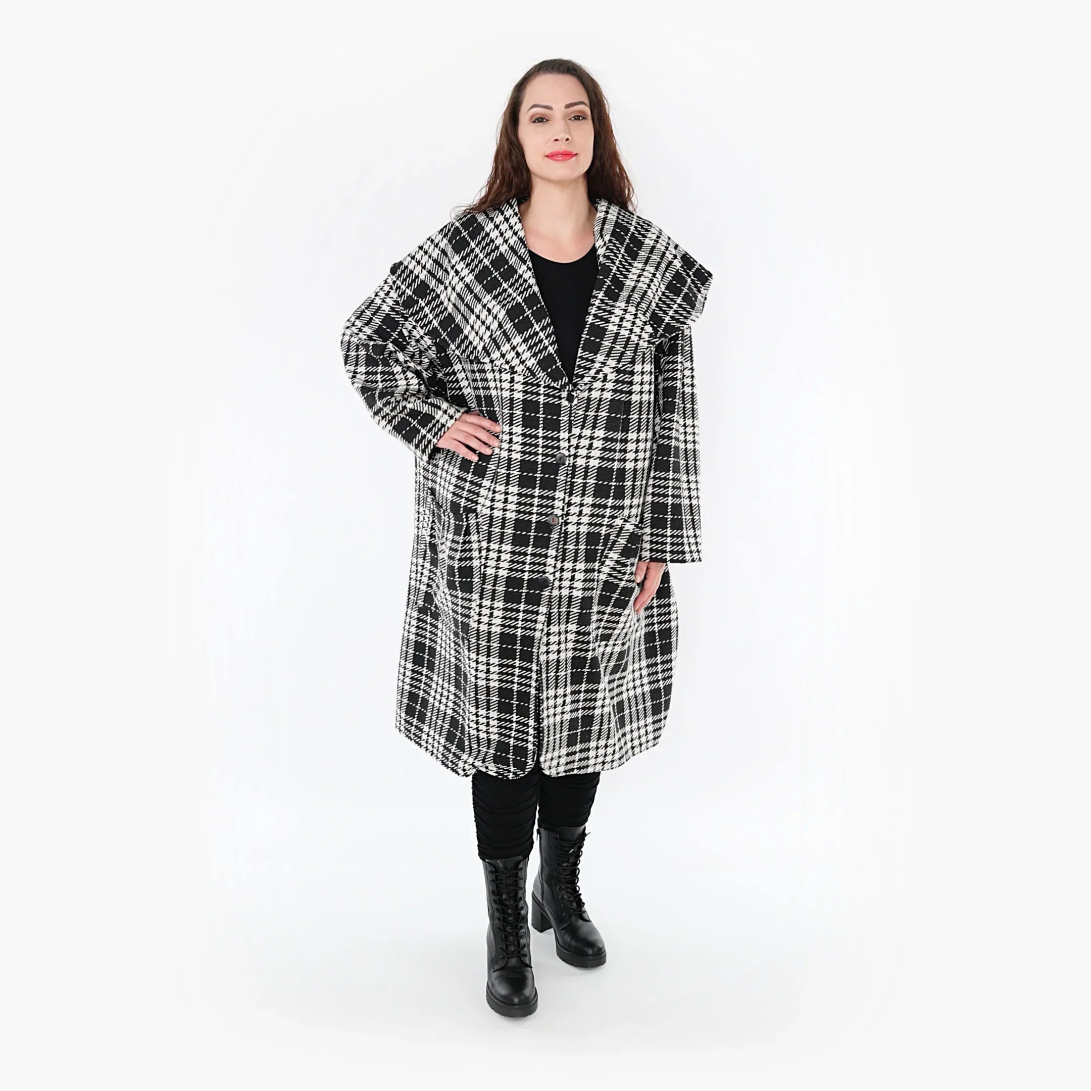 AKH Fashion Mantel 1776 Leona, Weiß/Schwarz