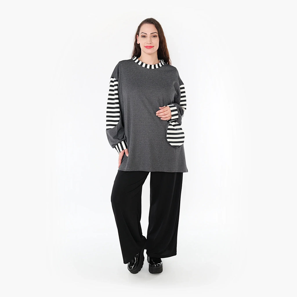 AKH Fashion Shirt 6987 Luisa, Grau/Weiß