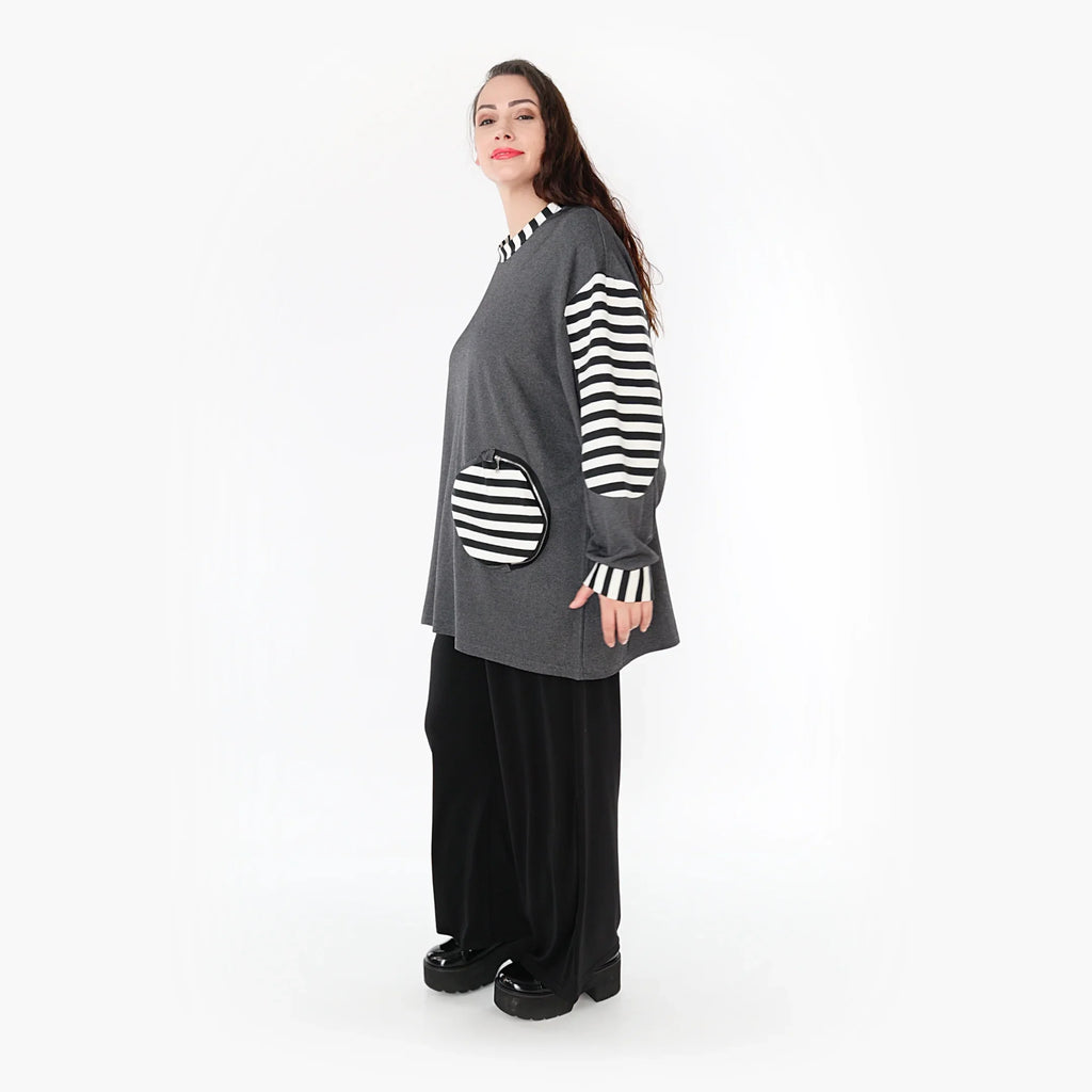AKH Fashion Shirt 6987 Luisa, Grau/Weiß