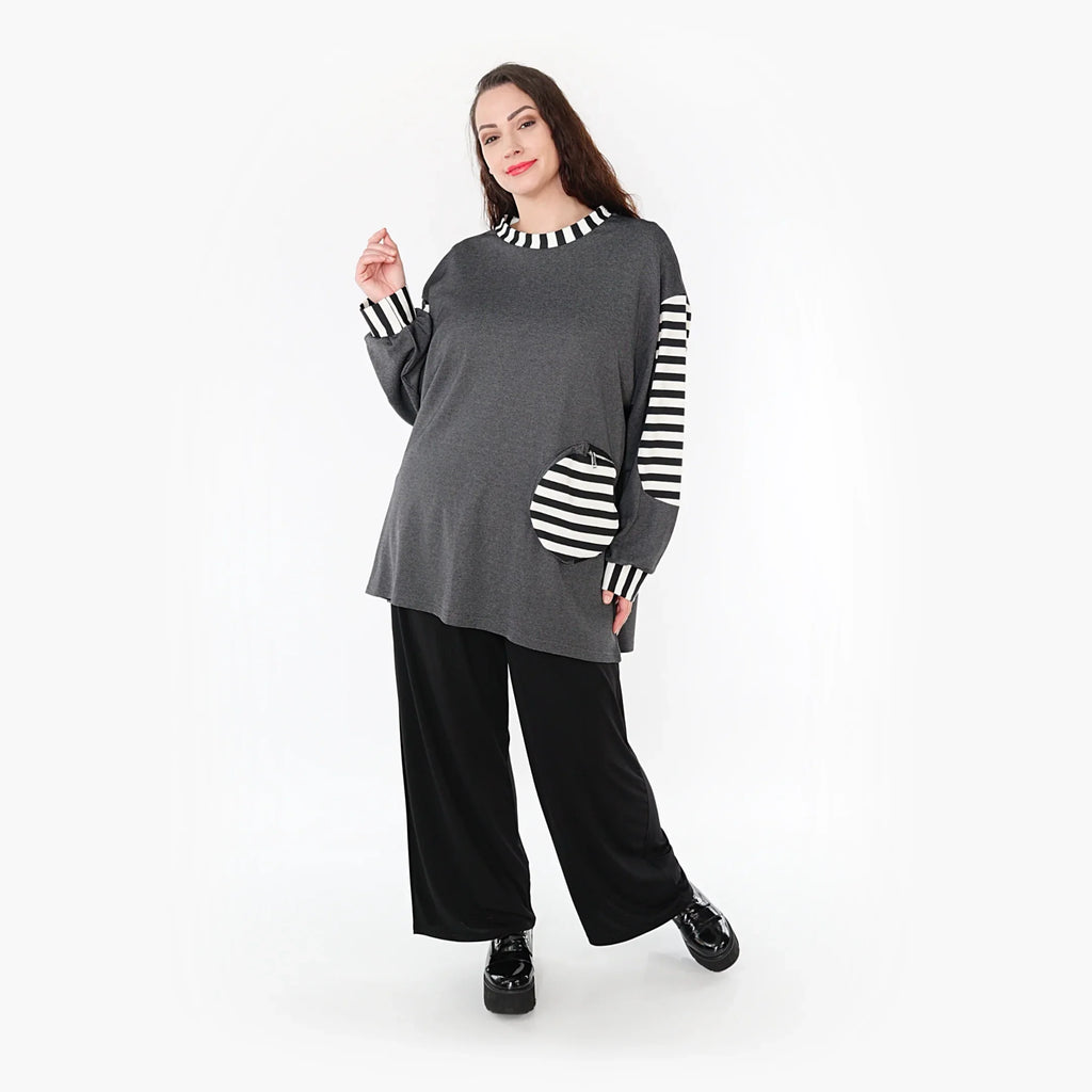 AKH Fashion Shirt 6987 Luisa, Grau/Weiß