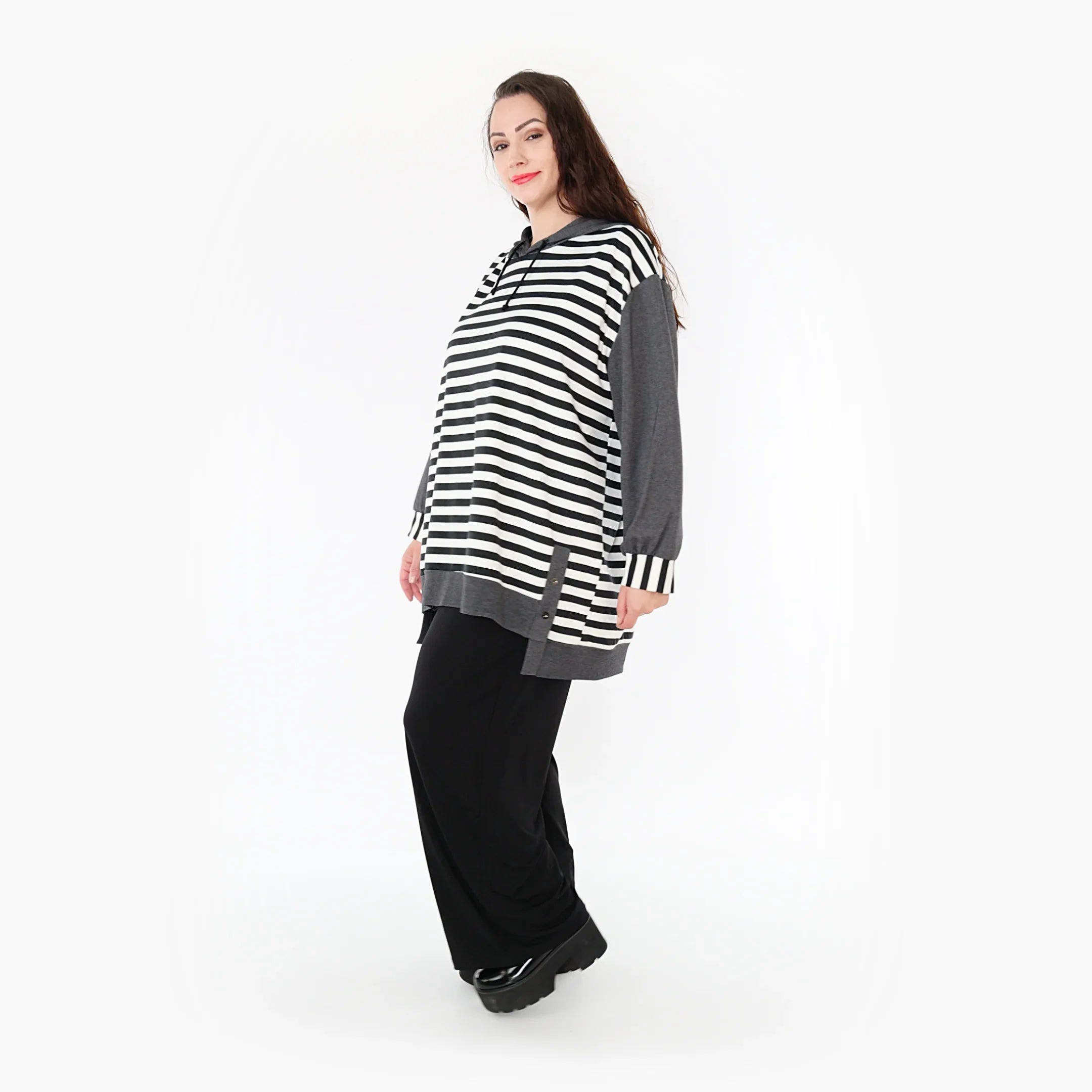 AKH Fashion Shirt 6988 Luisa, Grau/Weiß