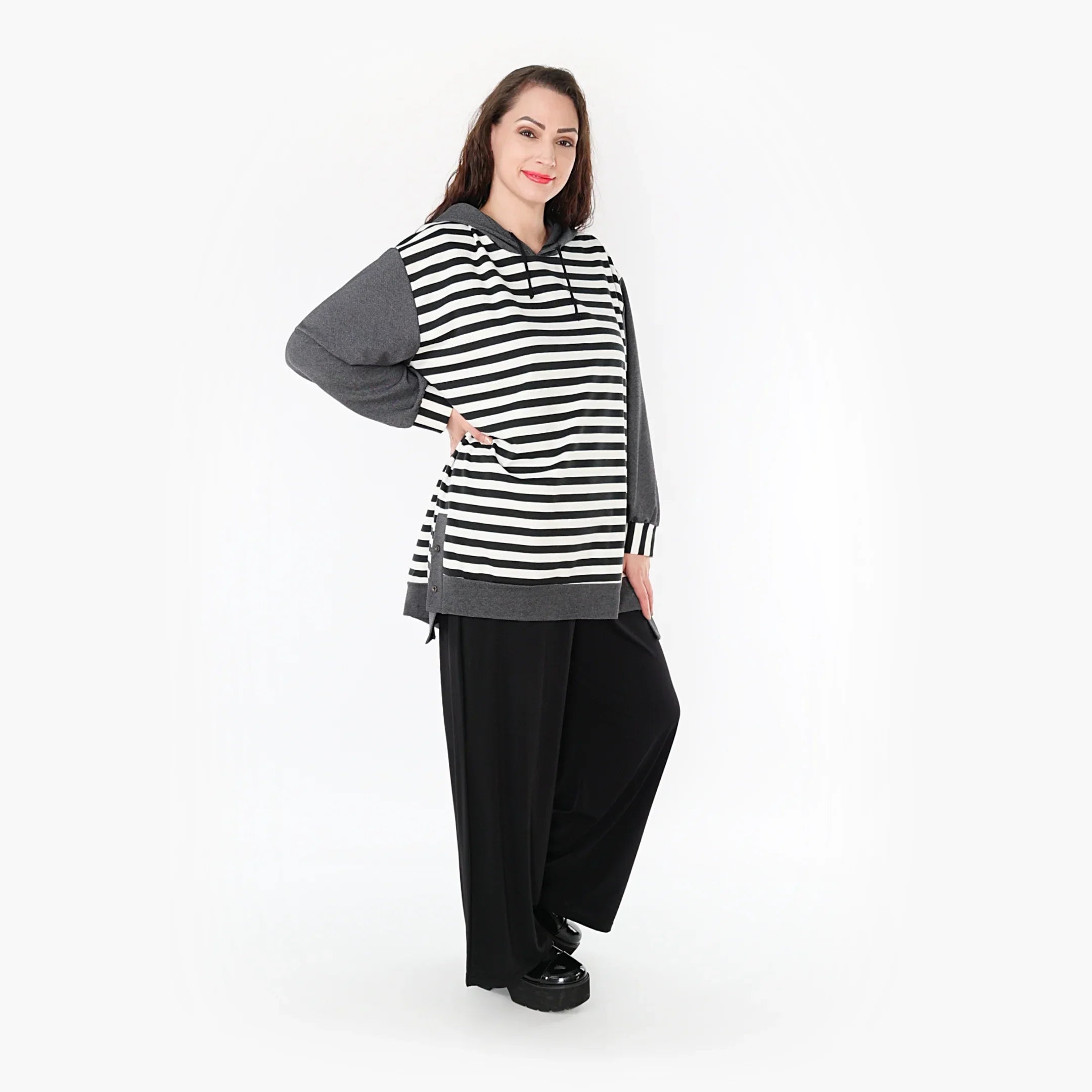 AKH Fashion Shirt 6988 Luisa, Grau/Weiß