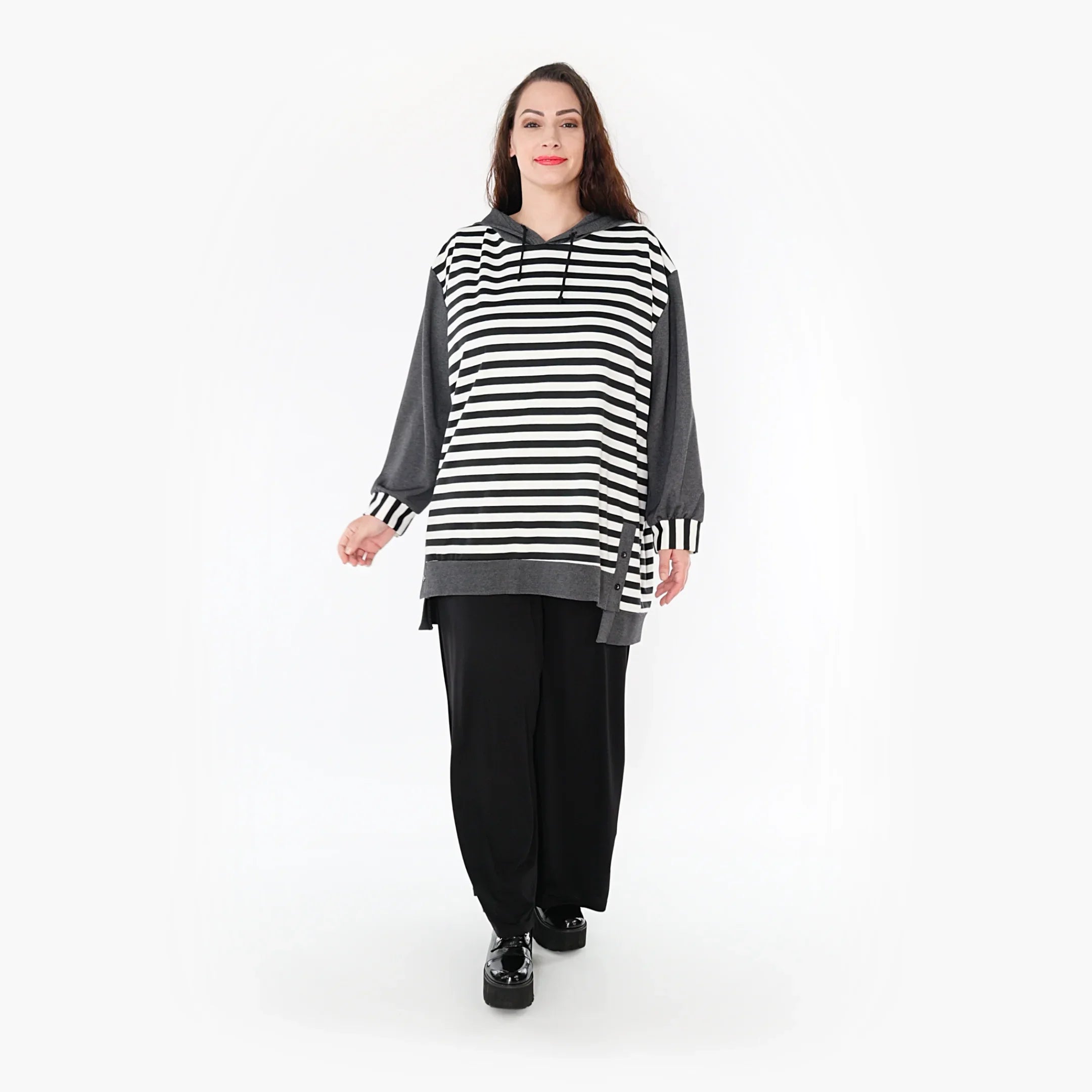 AKH Fashion Shirt 6988 Luisa, Grau/Weiß