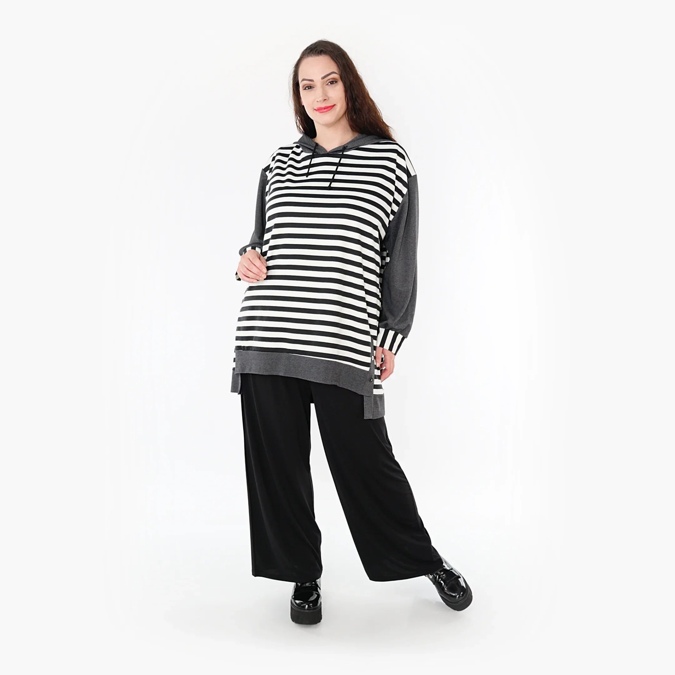 AKH Fashion Shirt 6988 Luisa, Grau/Weiß