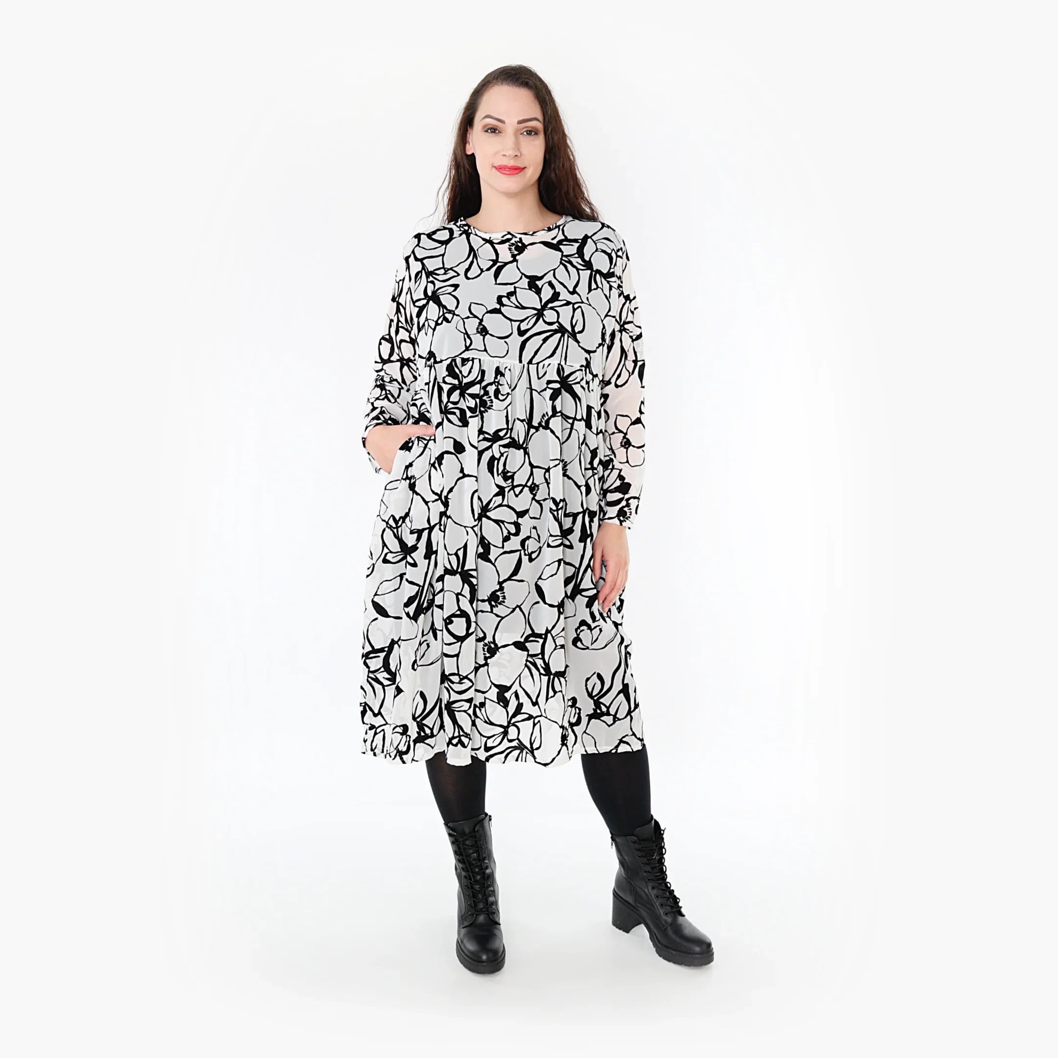 AKH Fashion Kleid 6698 Veru, Weiß/Schwarz