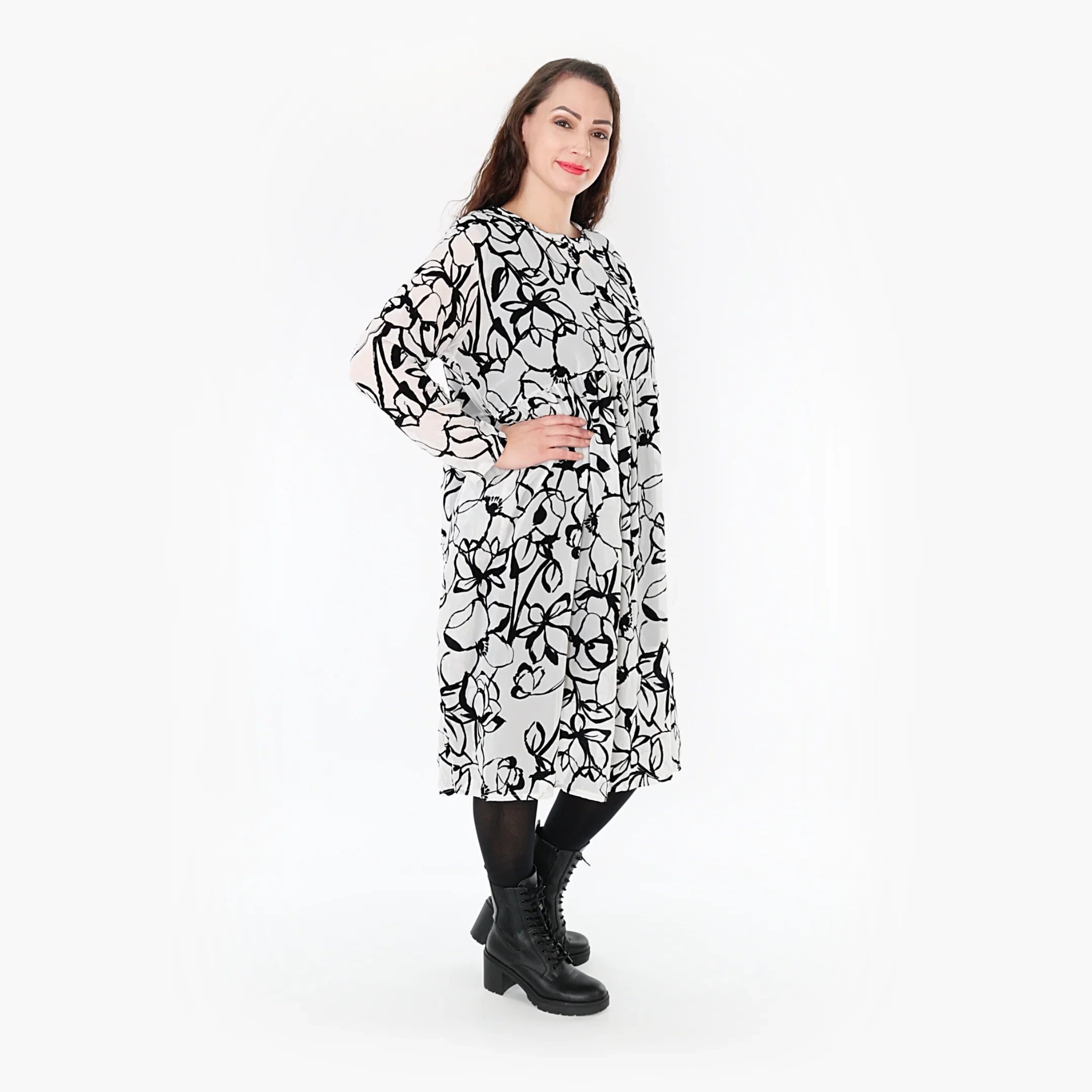 AKH Fashion Kleid 6698 Veru, Weiß/Schwarz