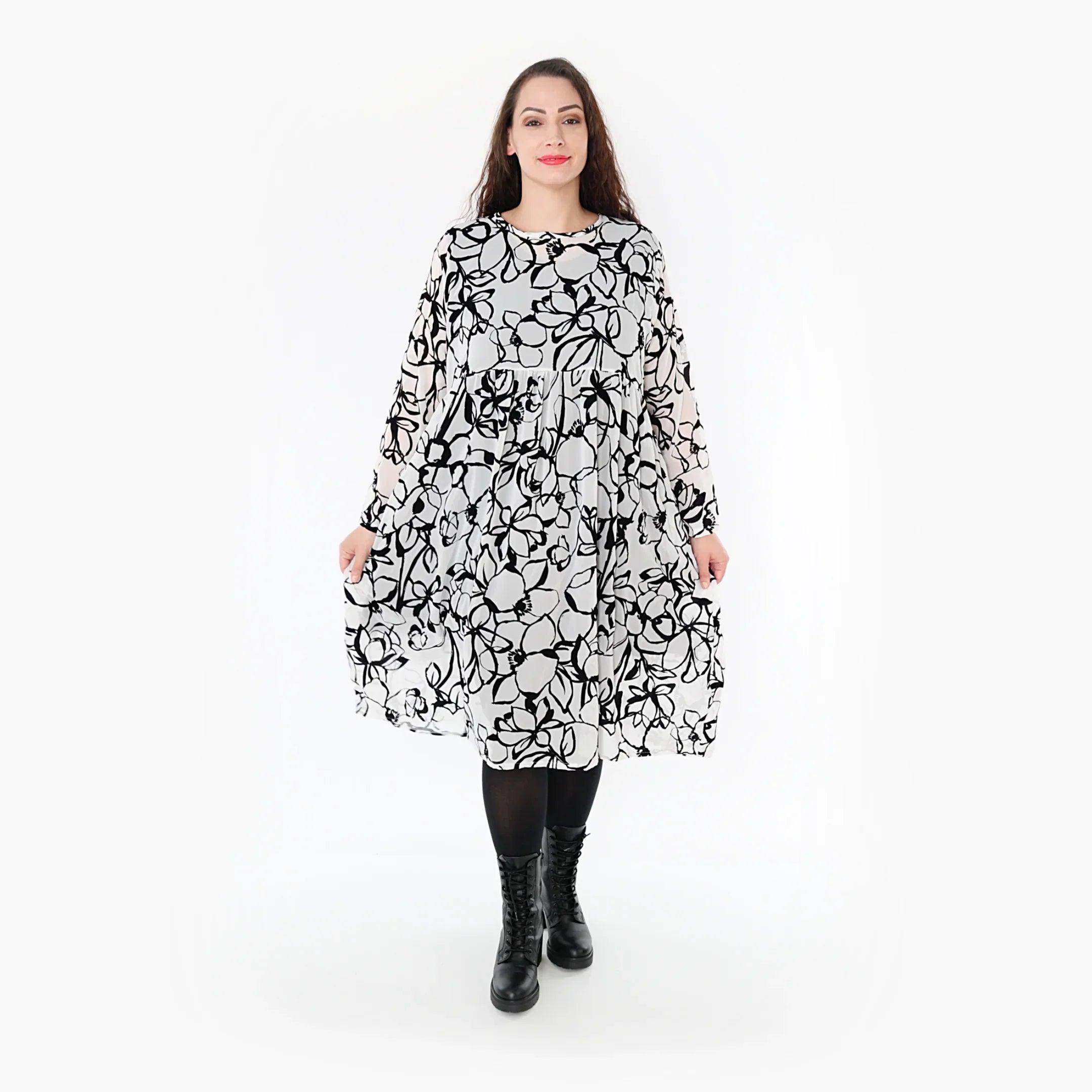 AKH Fashion Kleid 6698 Veru, Weiß/Schwarz