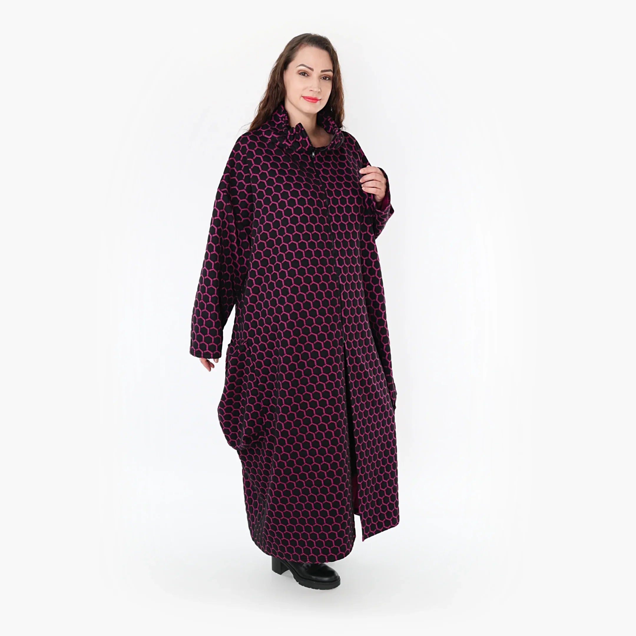 AKH Fashion Mantel 6985 Velora, Schwarz/Fuchsia
