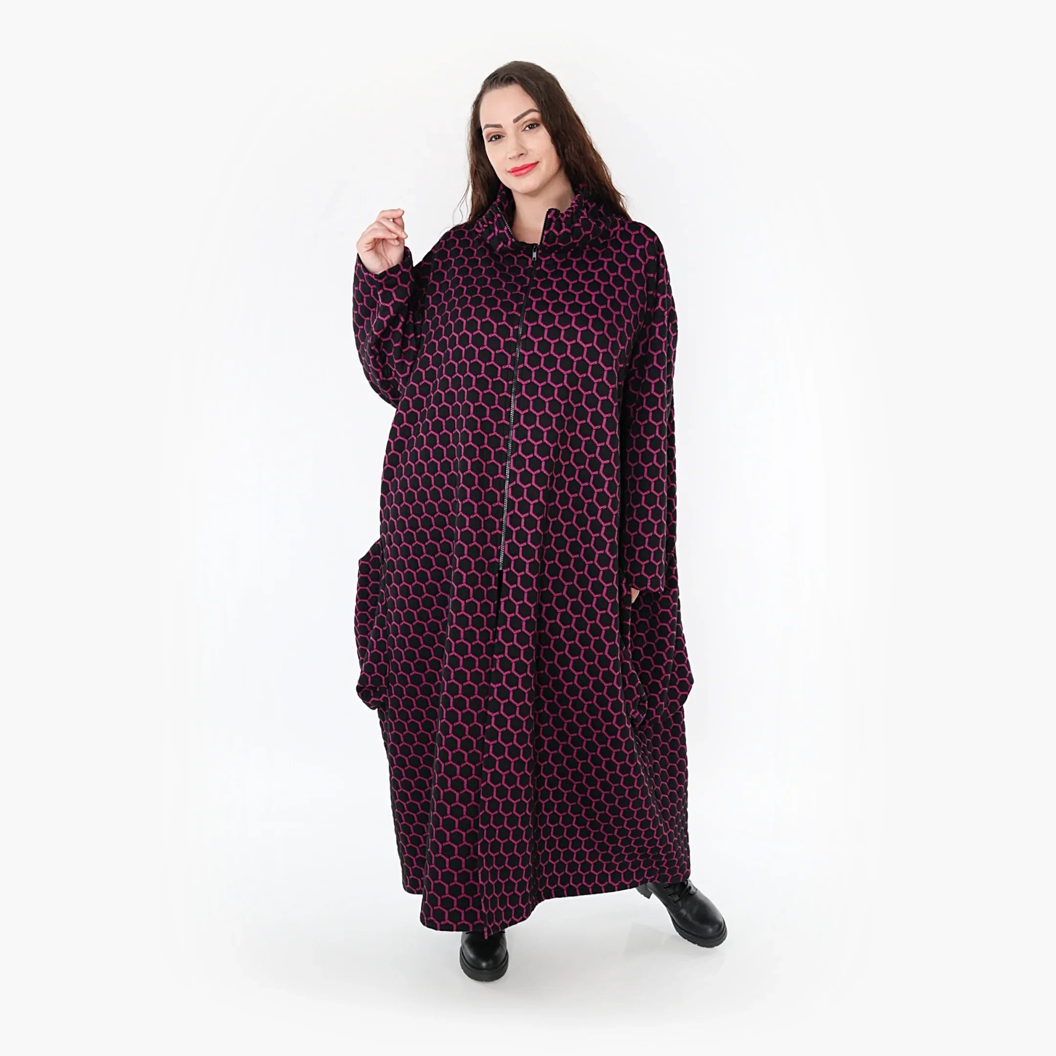 AKH Fashion Mantel 6985 Velora, Schwarz/Fuchsia
