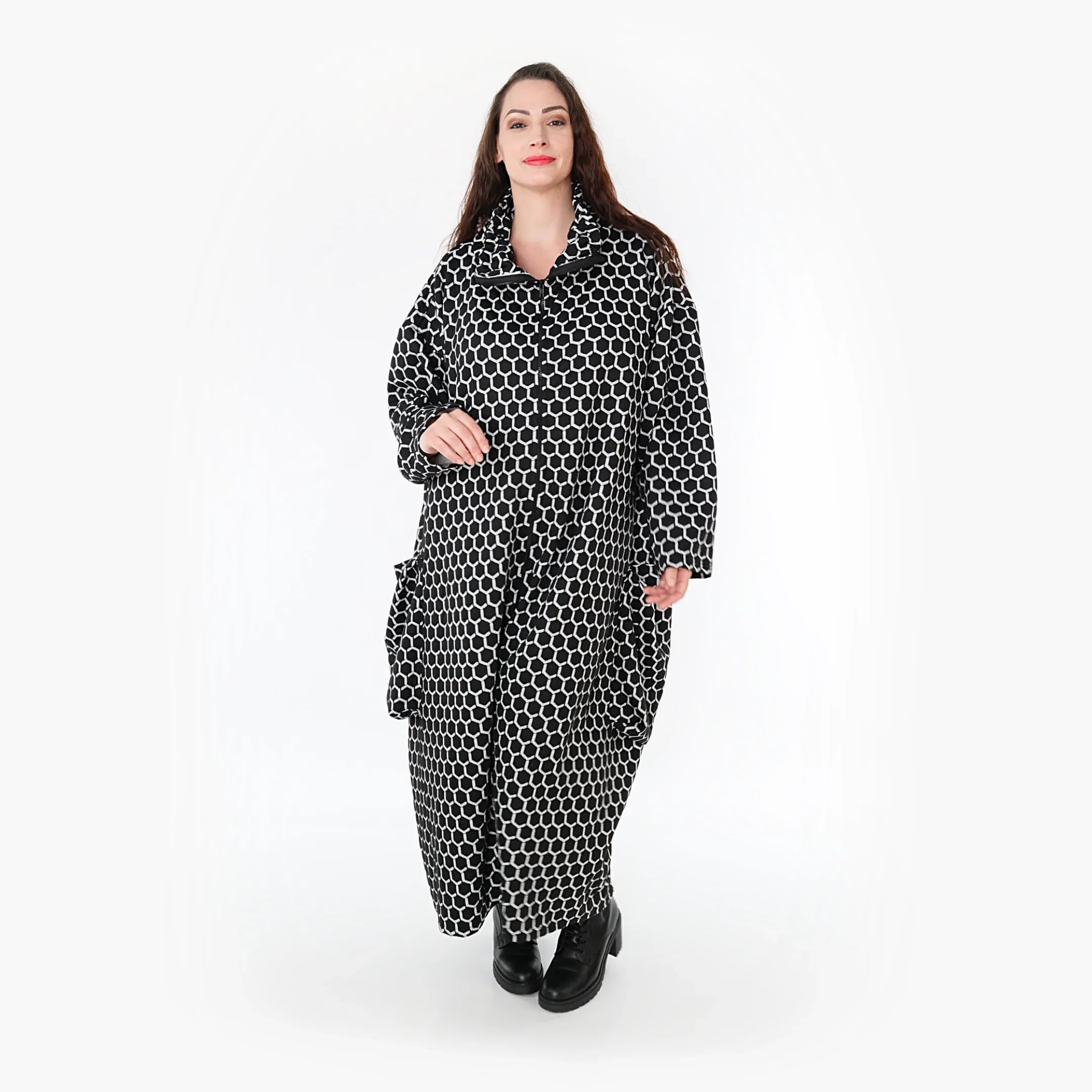 AKH Fashion Mantel 6985 Velora, Schwarz/Weiß