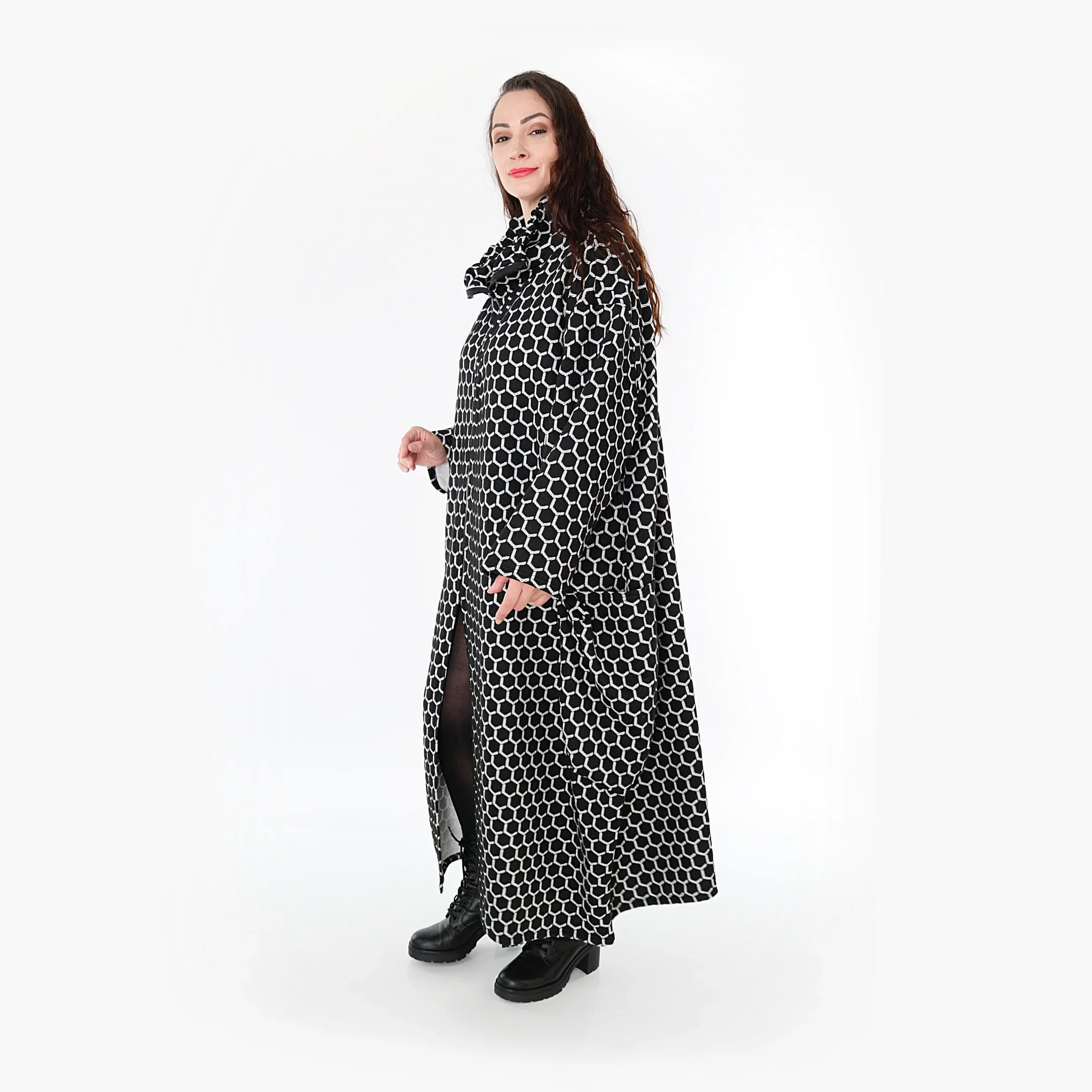 AKH Fashion Mantel 6985 Velora, Schwarz/Weiß