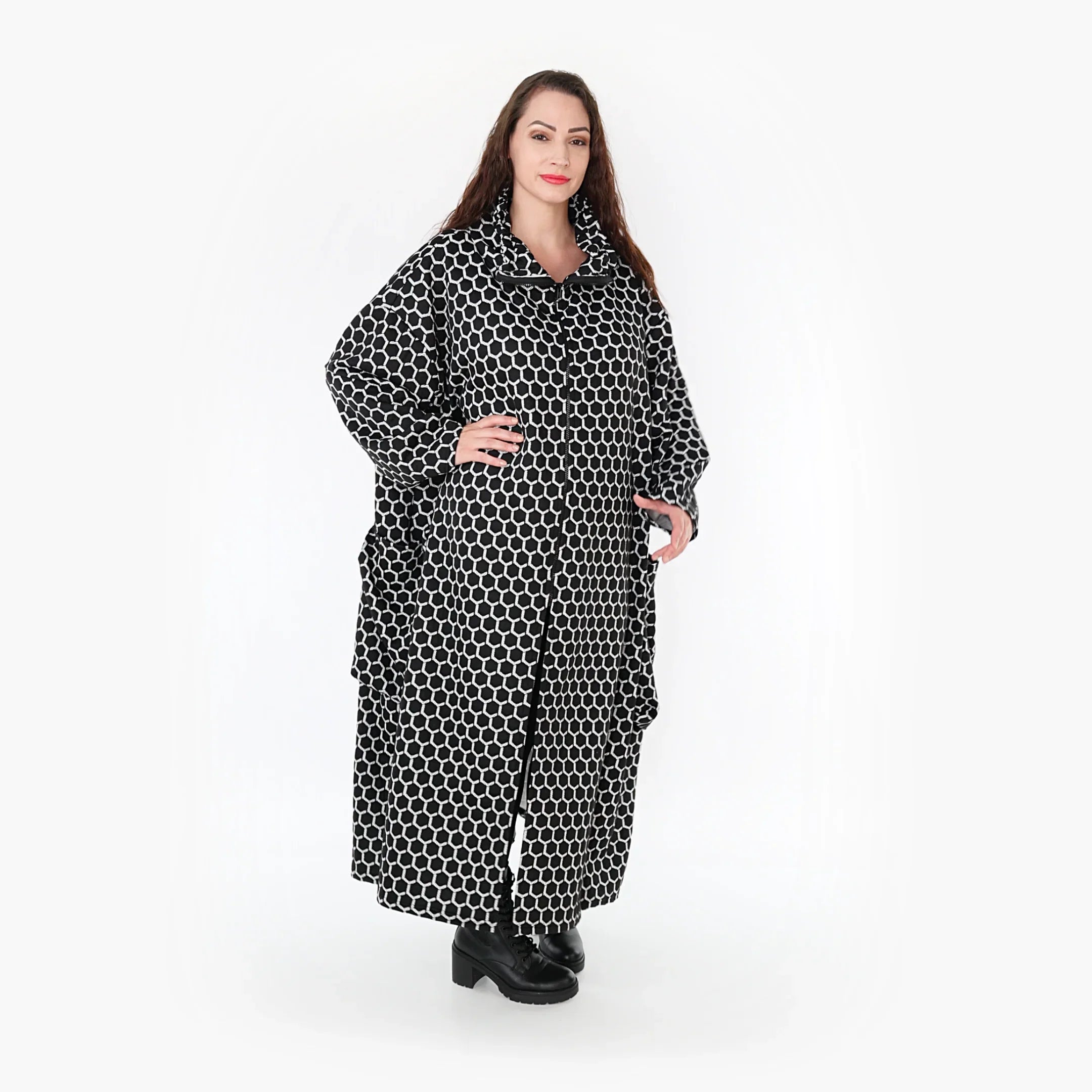 AKH Fashion Mantel 6985 Velora, Schwarz/Weiß